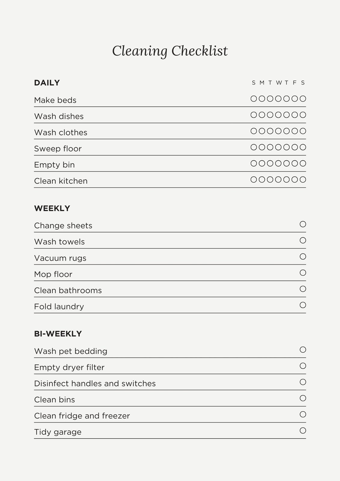 Free Printable Cleaning Checklist Templates | Canva in Printable Cleaning Schedule And Checklist