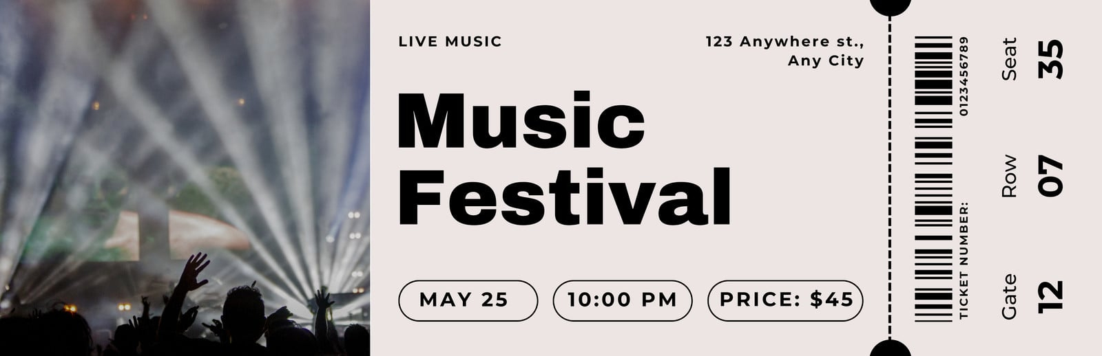 Free, Printable, Customizable Concert Ticket Templates | Canva with Printable Concert Ticket Template Free