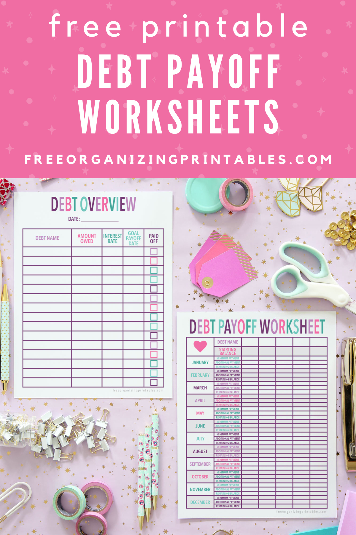 Free Printable Debt Payoff Planner | Free Organizing Printables with Free Printable Debt Payoff Worksheet