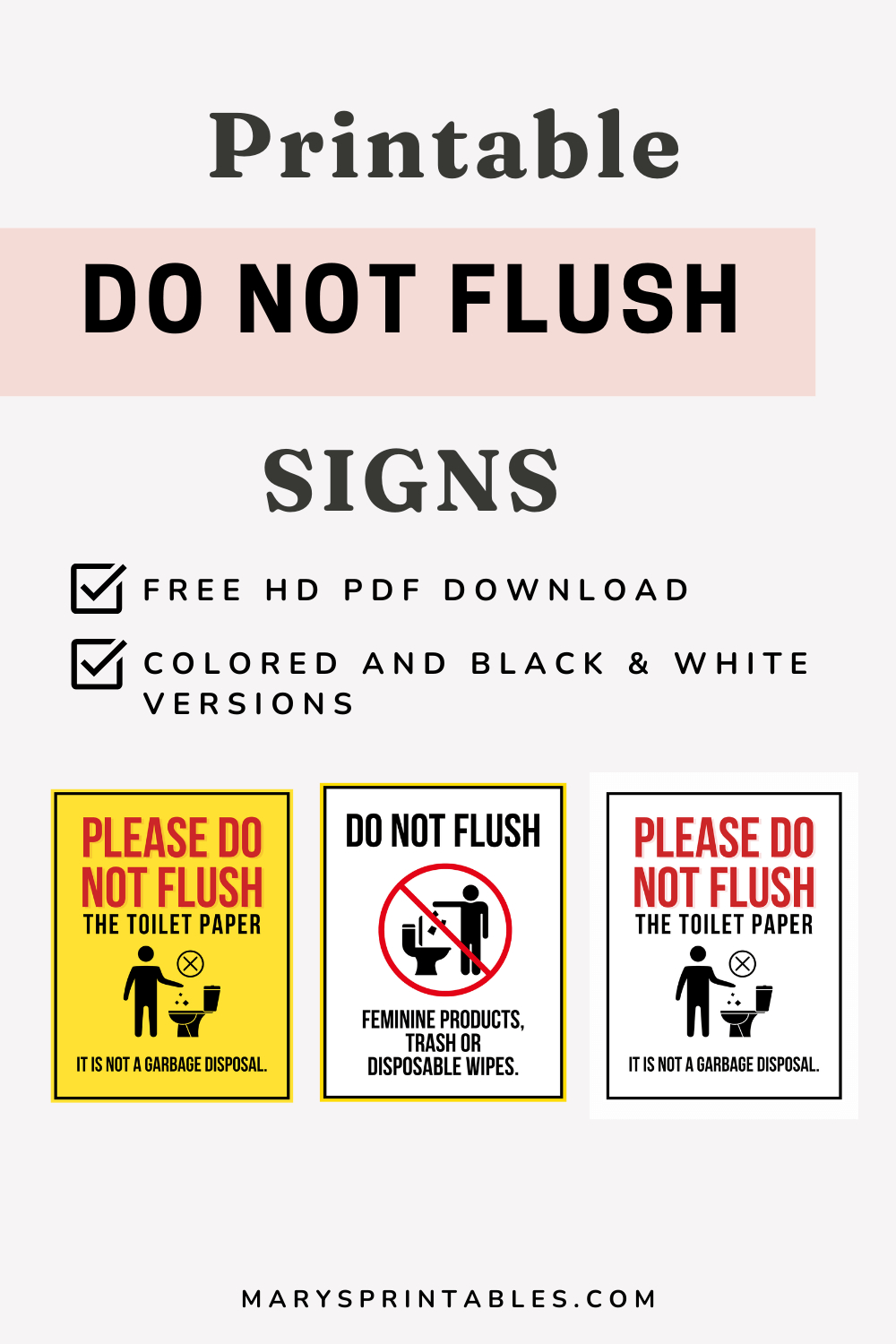 Free Printable Do Not Flush Signs | Keep Your Restroom Clean for Free Printable Do Not Flush Signs