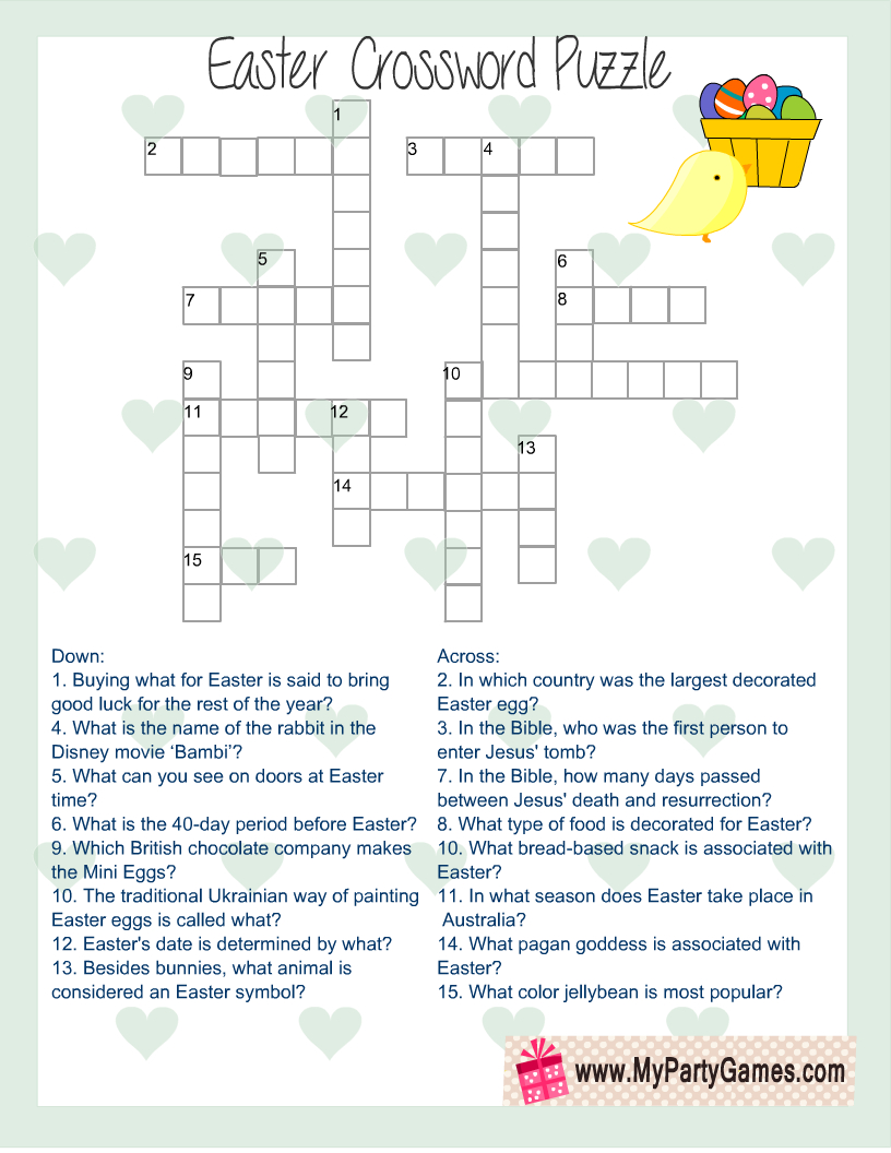 Free Printable Easter Crossword Puzzle With Key throughout Printable Sunday Crossword Puzzles
