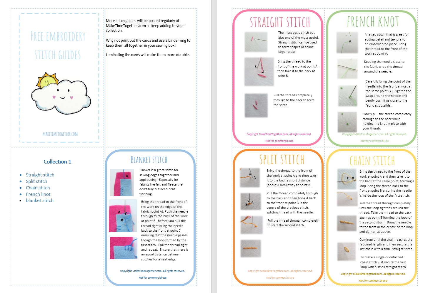 Free Printable Embroidery Stitch Guide – Collection 1 – Make Time inside Free Printable Printable Embroidery Stitch Guide