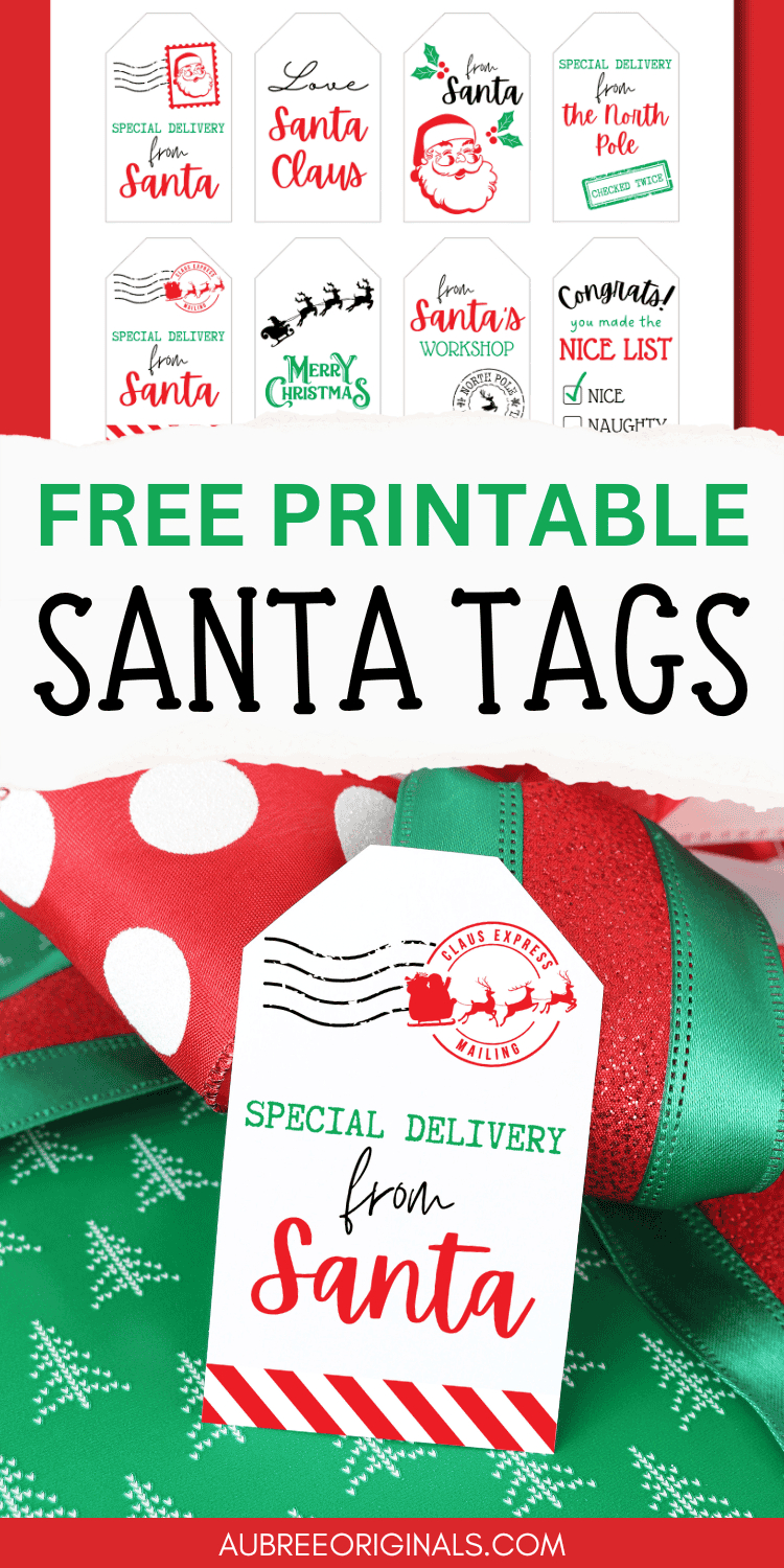 Free Printable "From Santa" Gift Tags For Christmas - Aubree Originals regarding Gift Tags From Santa Printable