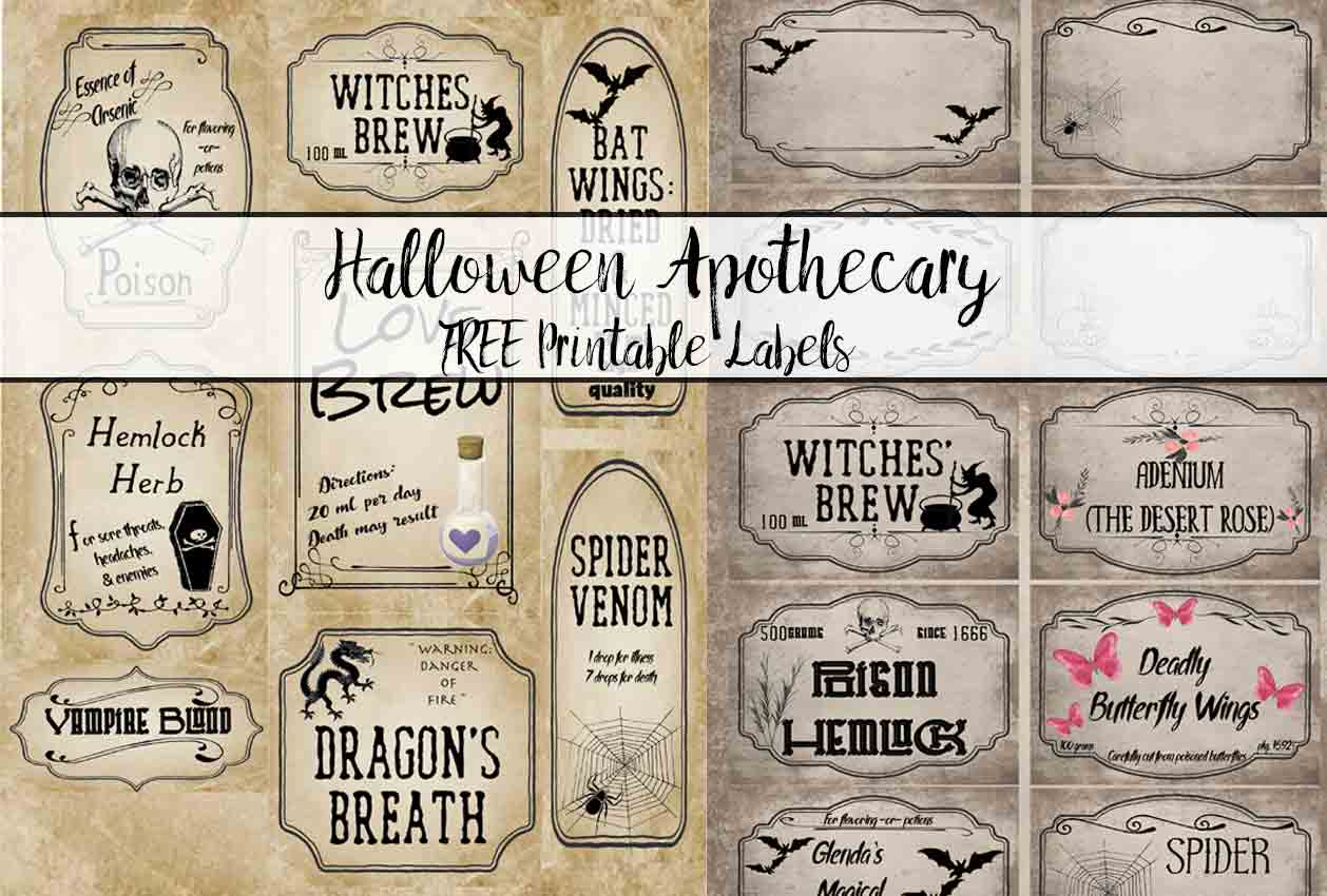 Free Printable Halloween Apothecary Labels: 16 Designs Plus Blanks! with Free Printable Halloween Apothecary Labels