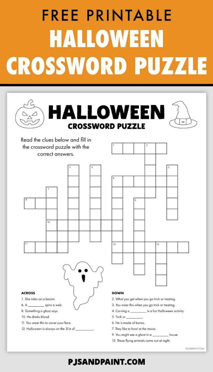 Free Printable Halloween Crossword Puzzle Pinterest with regard to Free Printable Halloween Crossword Puzzles