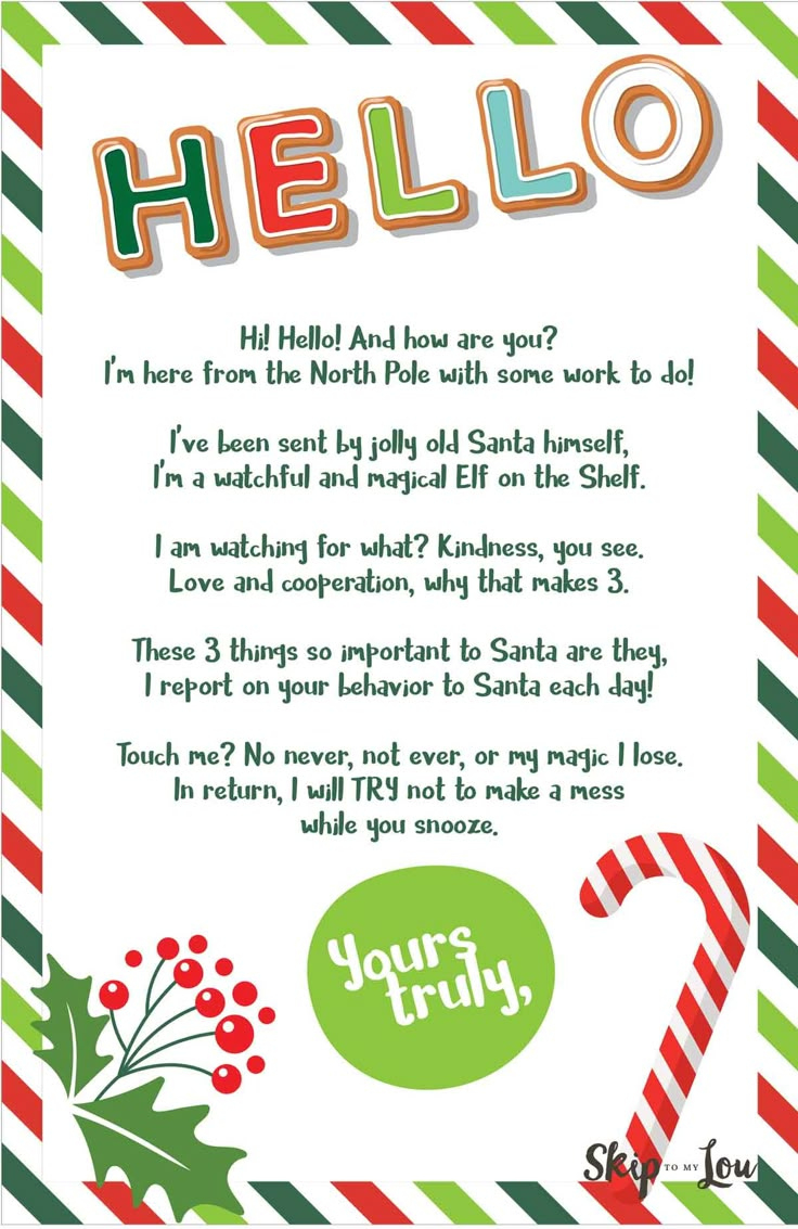 Free Printable Hello And Goodbye Elf Letters | Skip To My Lou intended for Free Printable Elf on Shelf Arrival Letter