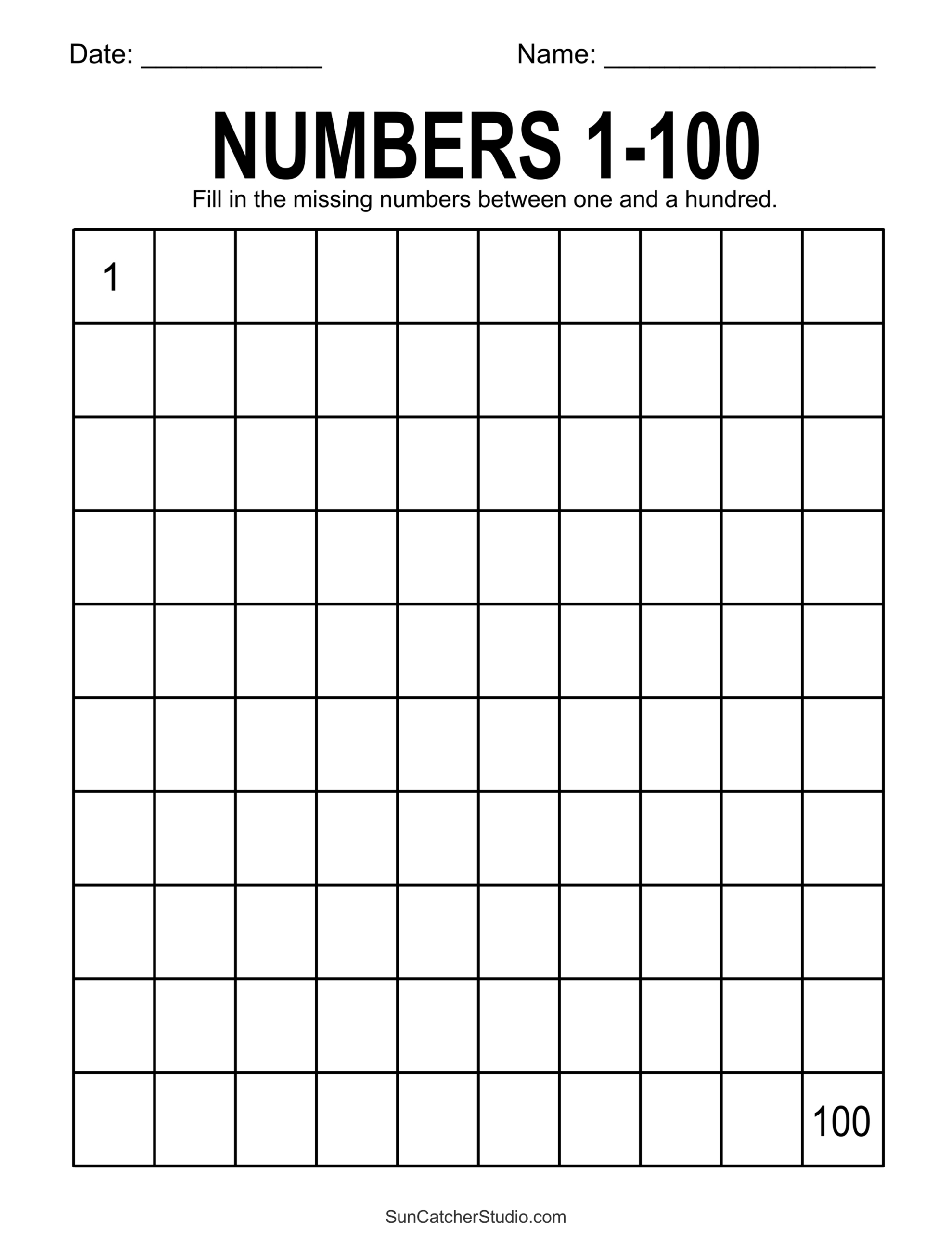 Free Printable Hundreds Charts (Numbers 1 To 100) – Free intended for Free Printable 100 Chart Blank