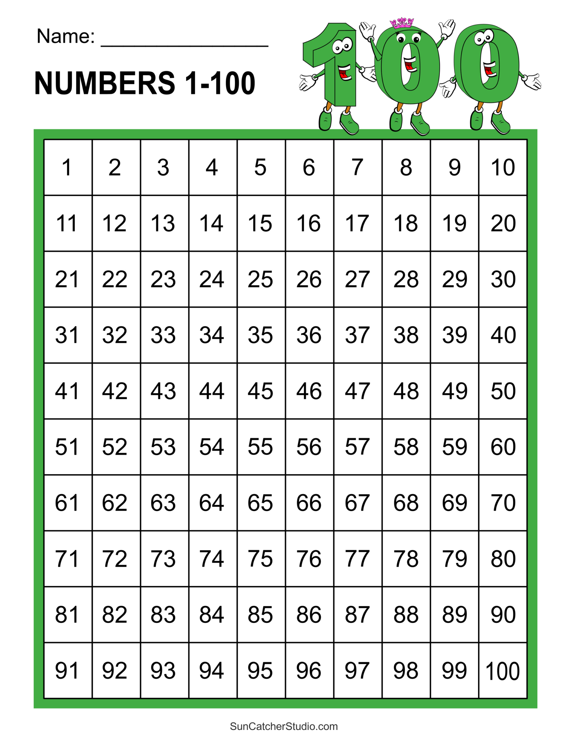 Free Printable Hundreds Charts (Numbers 1 To 100) – Free throughout Printable Numbers 1-100 Sheet