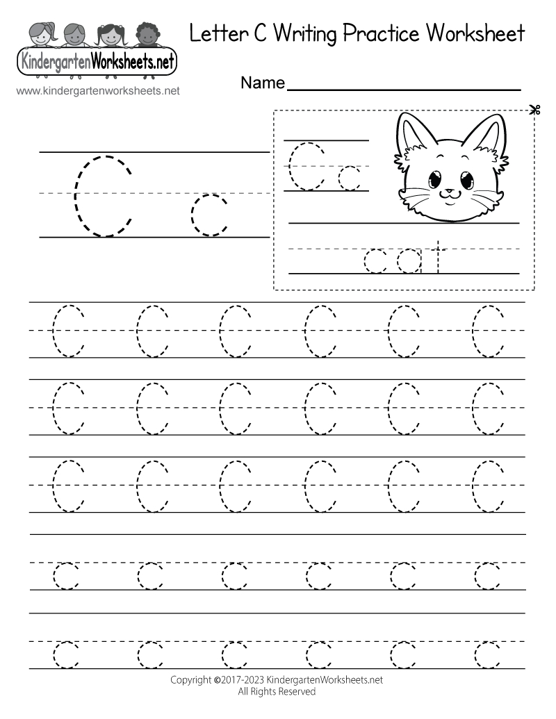 Free Printable Letter C Writing Practice Worksheet pertaining to Free Printable Letter C Worksheets For Preschool