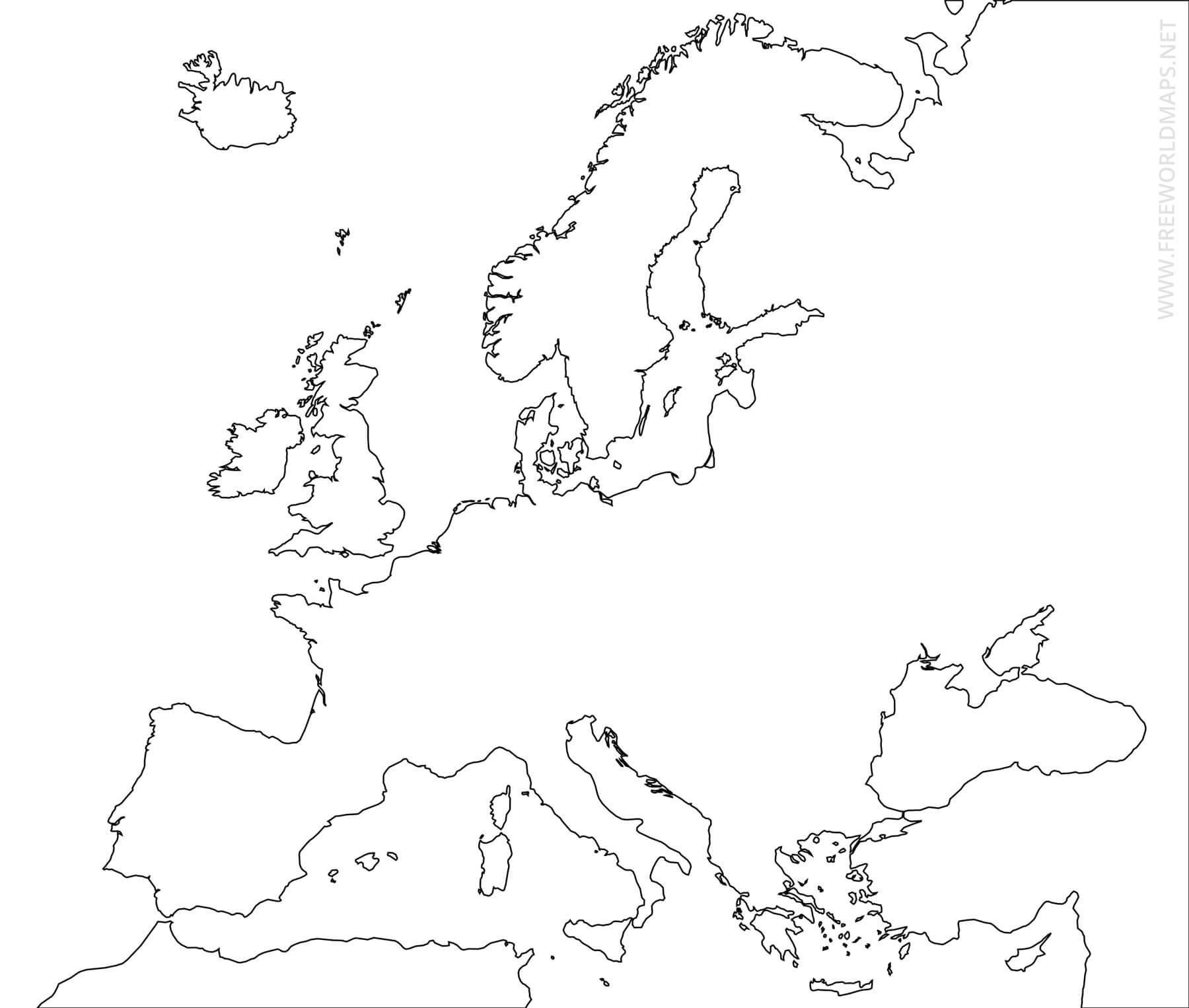 Free Printable Maps Of Europe inside Map of Europe Blank Printable