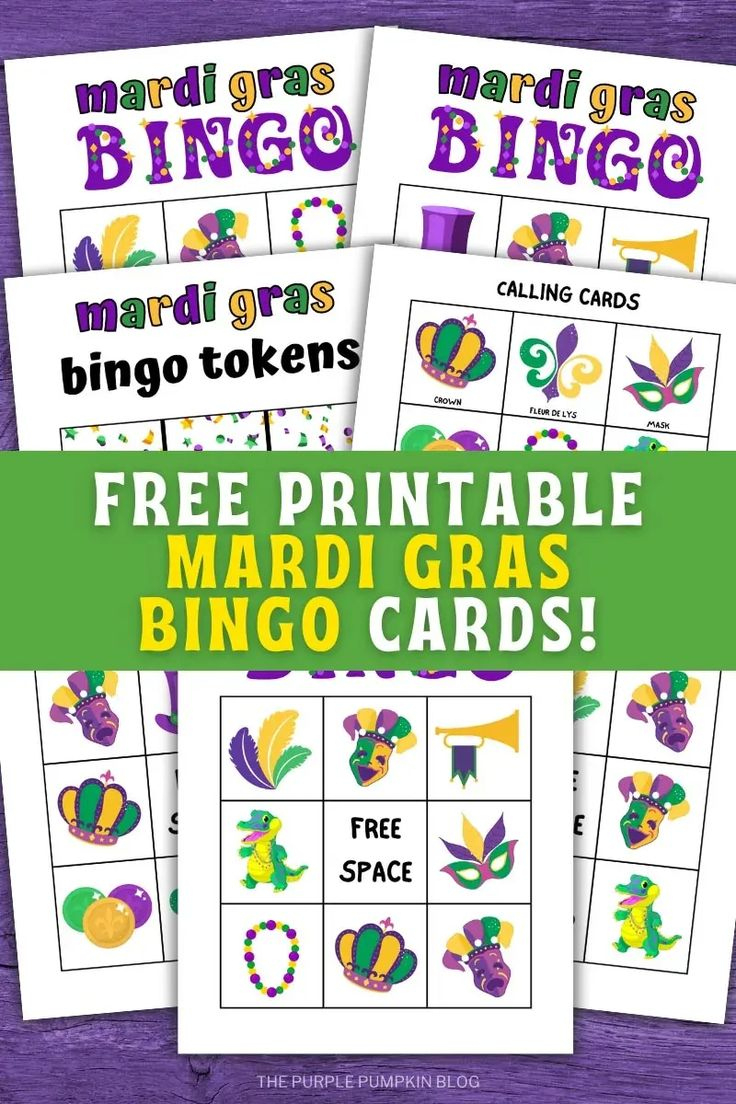 Free Printable Mardi Gras Bingo Cards intended for Mardi Gras Bingo Free Printable
