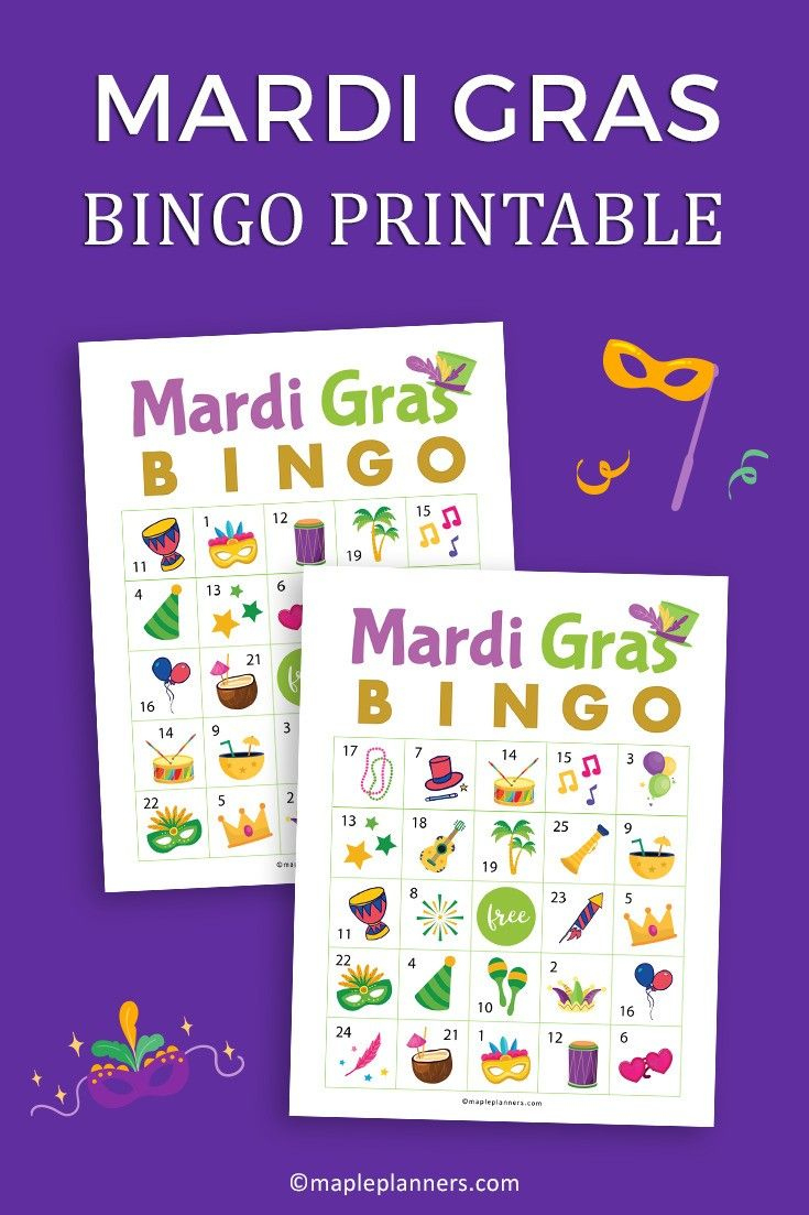 Free Printable Mardi Gras Bingo for Mardi Gras Bingo Free Printable
