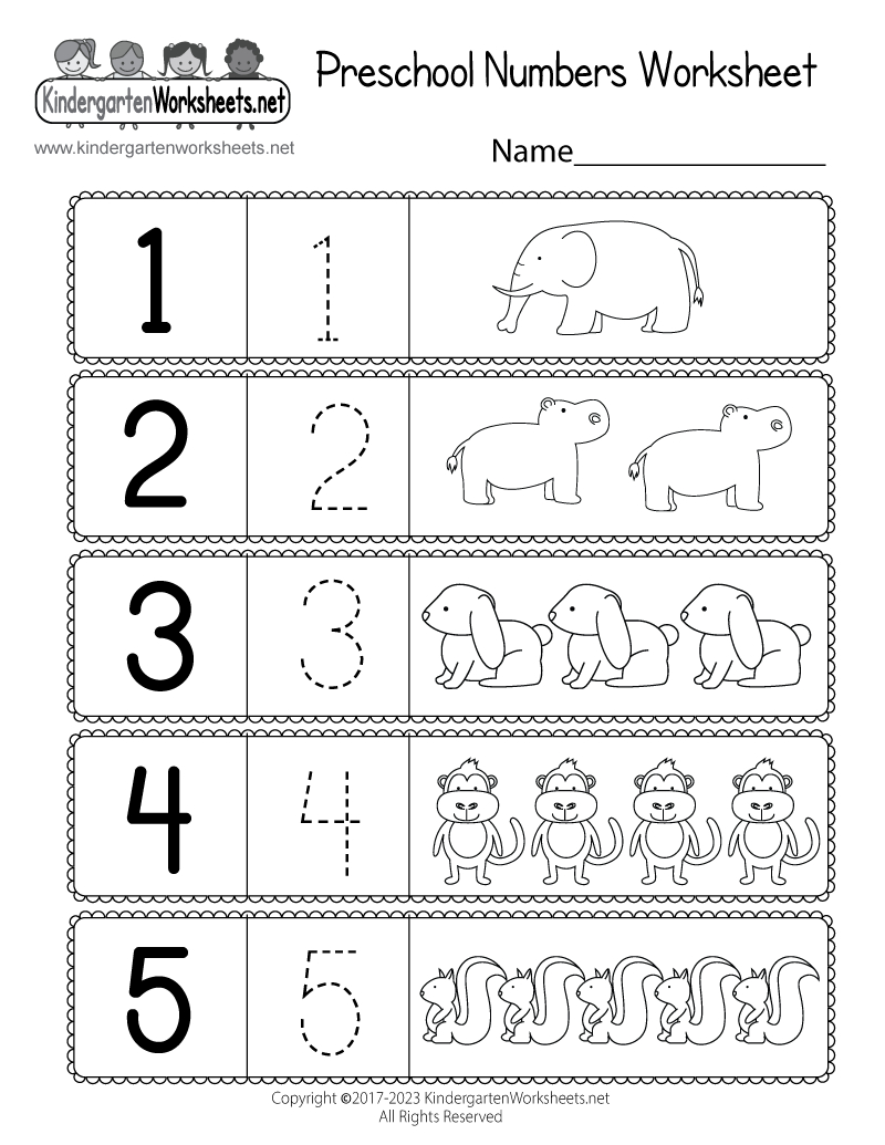 Free Printable Preschool Numbers Worksheet regarding Free Printable Preschool Preschool Worksheets