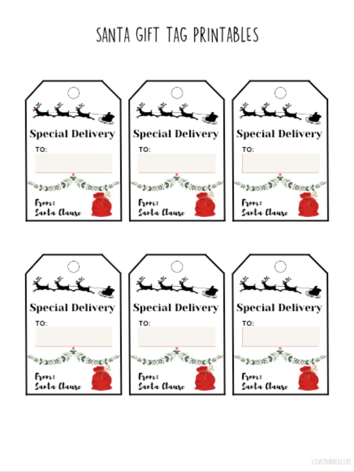 Free Printable Santa Gift Tags (Download Instantly To Print in Secret Santa Gift Tags Free Printable