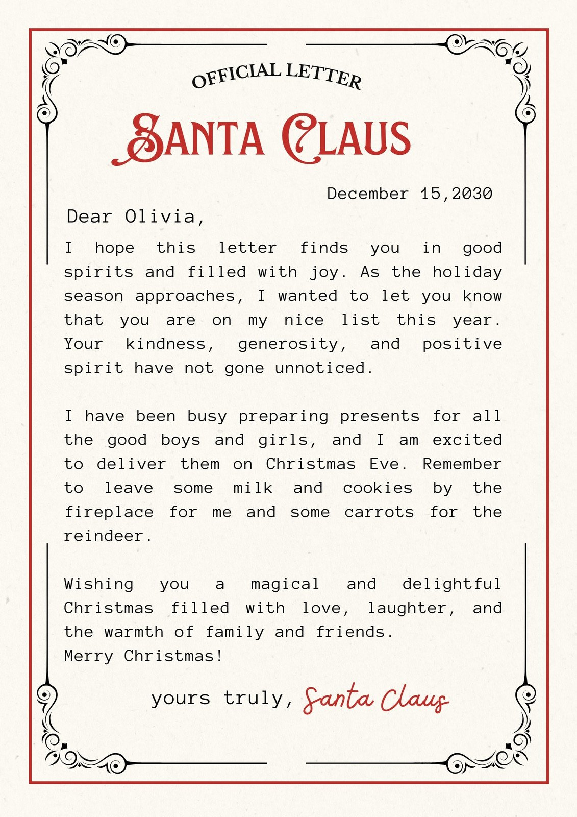 Free Printable Santa Letter Templates You Can Customize | Canva intended for Letter For Santa Free Printable