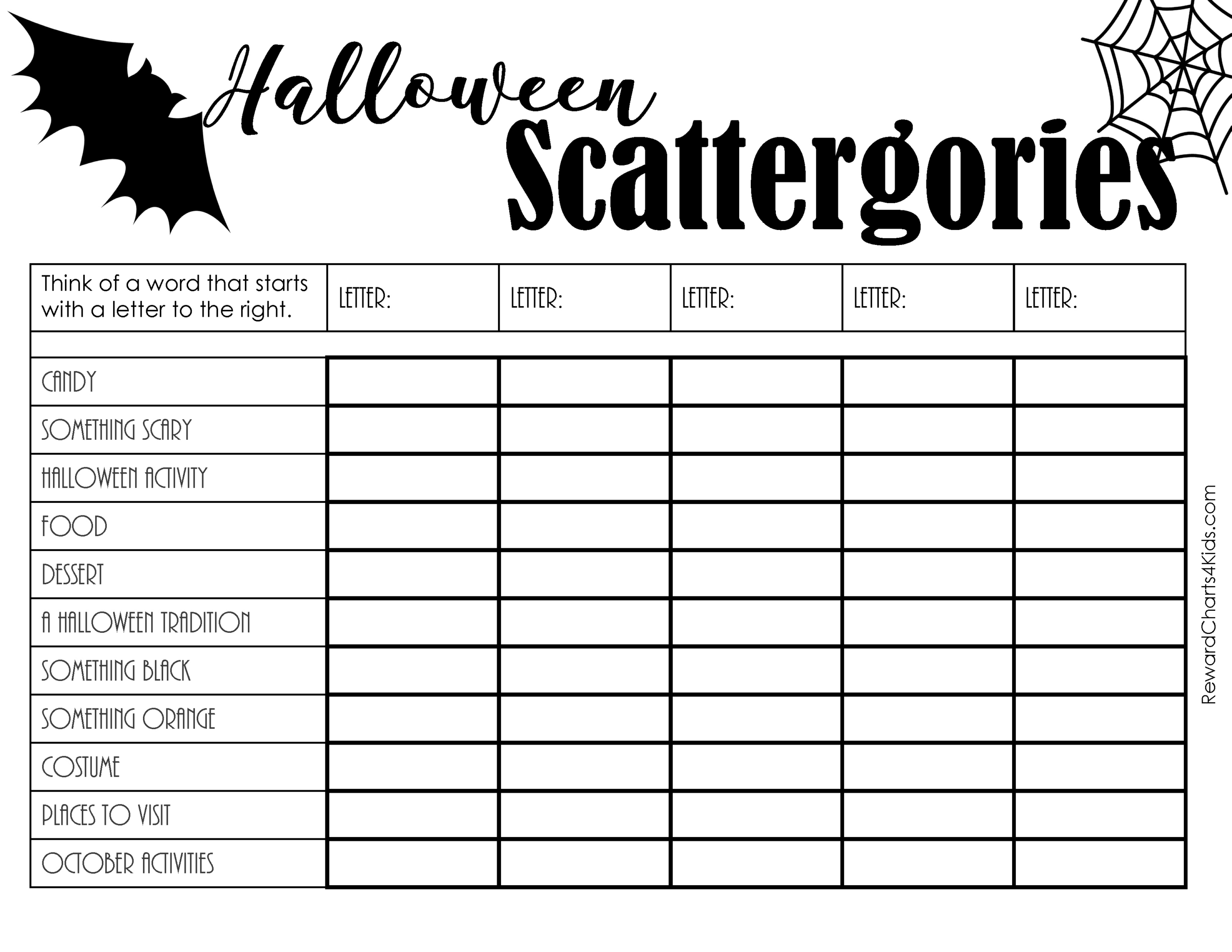 Free Printable Scattergories Lists | Instant Download inside Scattergories Junior Lists Printable