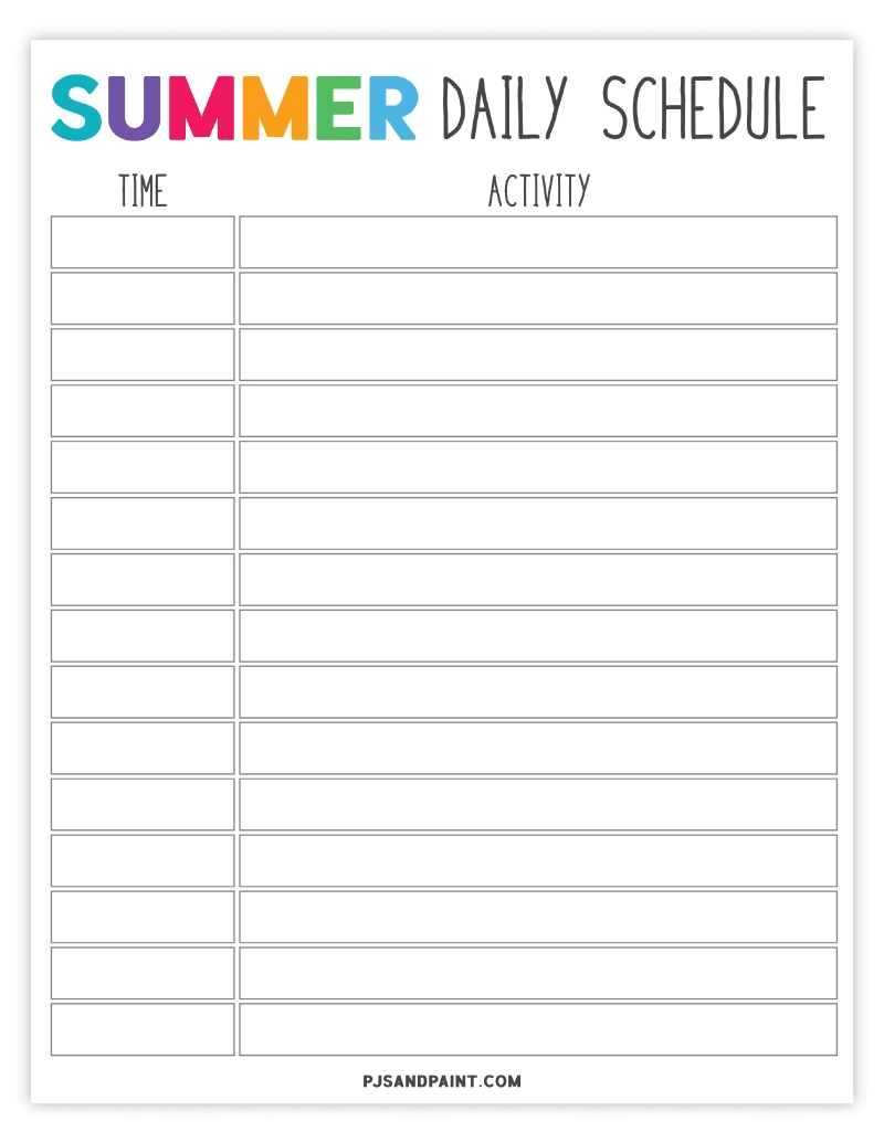 Free Printable Summer Planner And Summer Schedule Template regarding Printable Summer Schedule For Kids