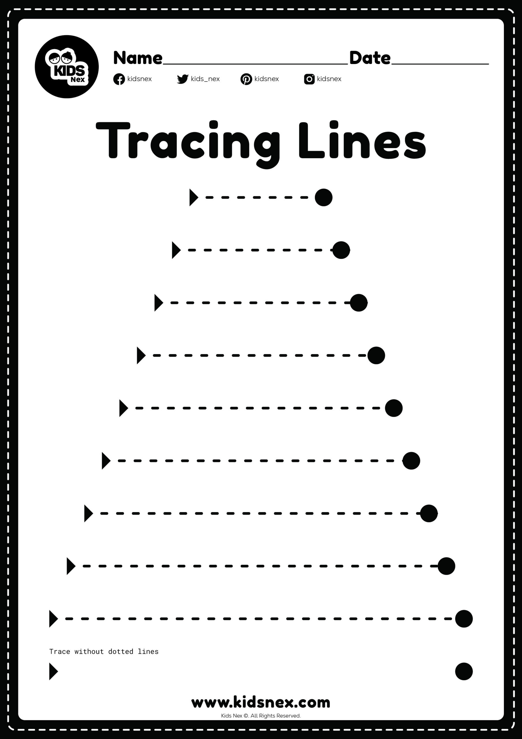 Free Printable Tracing Lines Worksheet | Kidsnex with Printable Tracing Straight Lines Worksheets