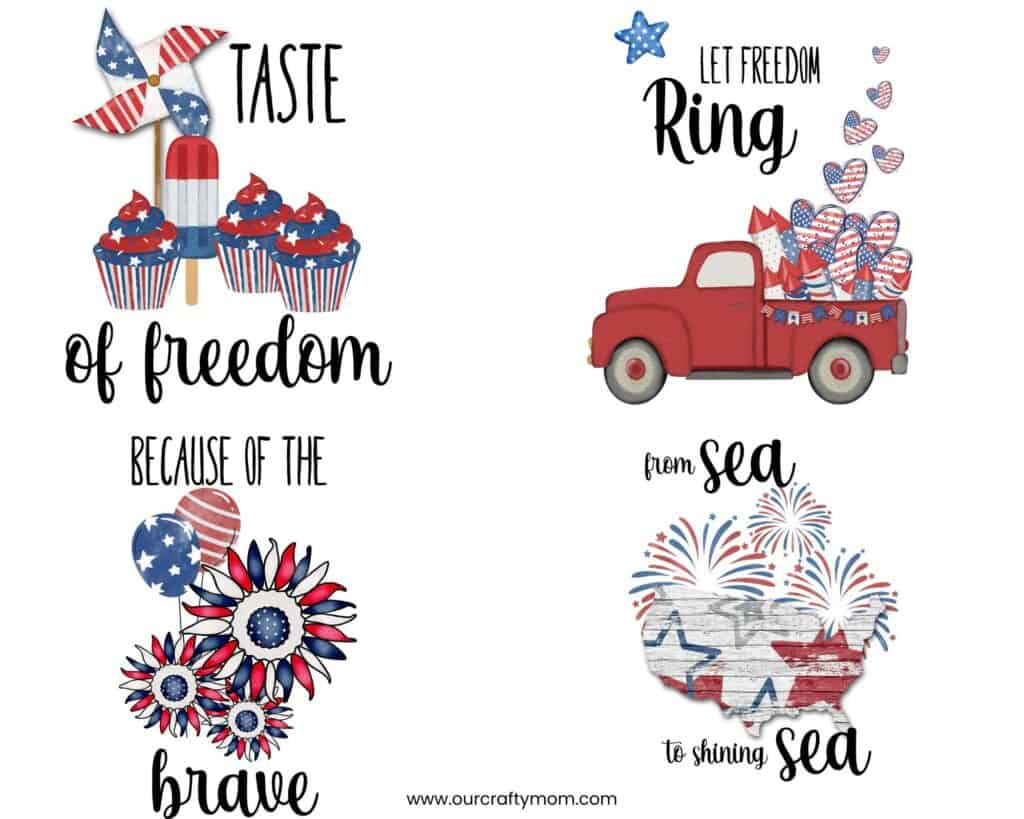 Free Printable Wall Art For 4Th Of July (Set Of 4 With Little Red with 4th of July Printables Free
