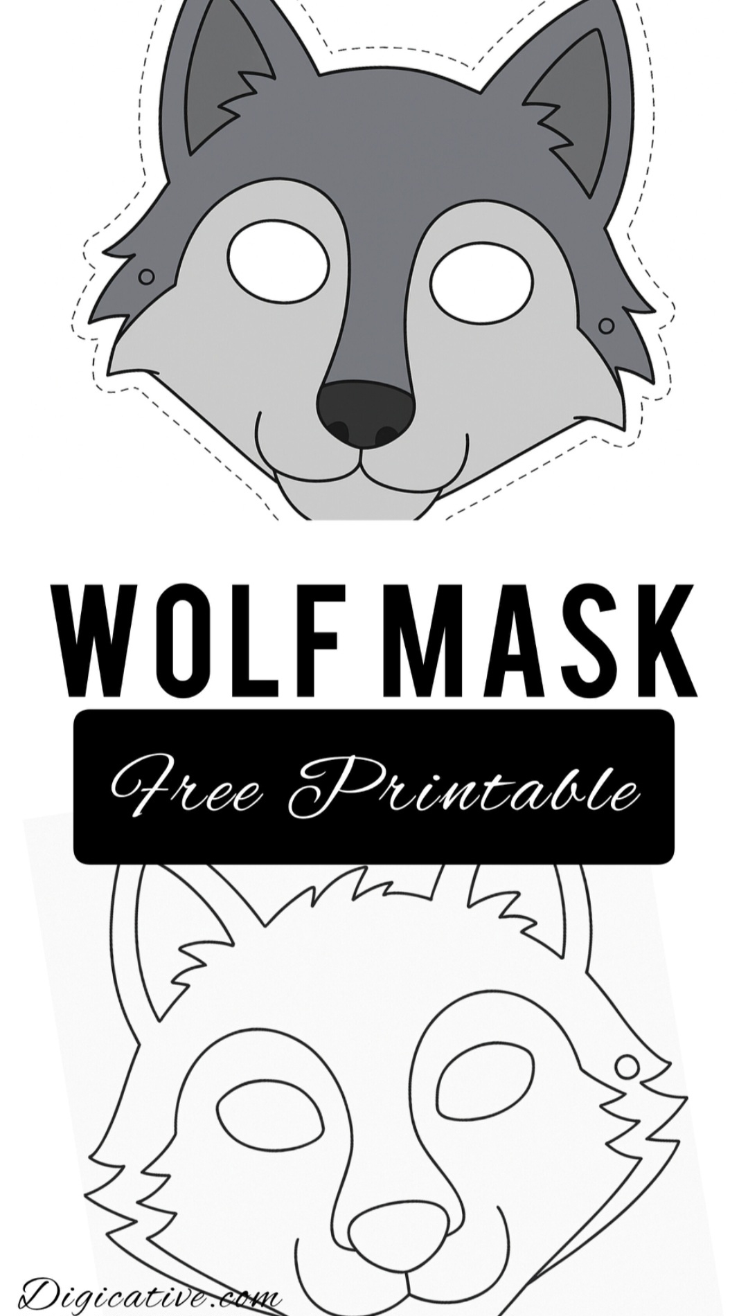 Free Printable Wolf Mask - within Printable Wolf Mask Template Free