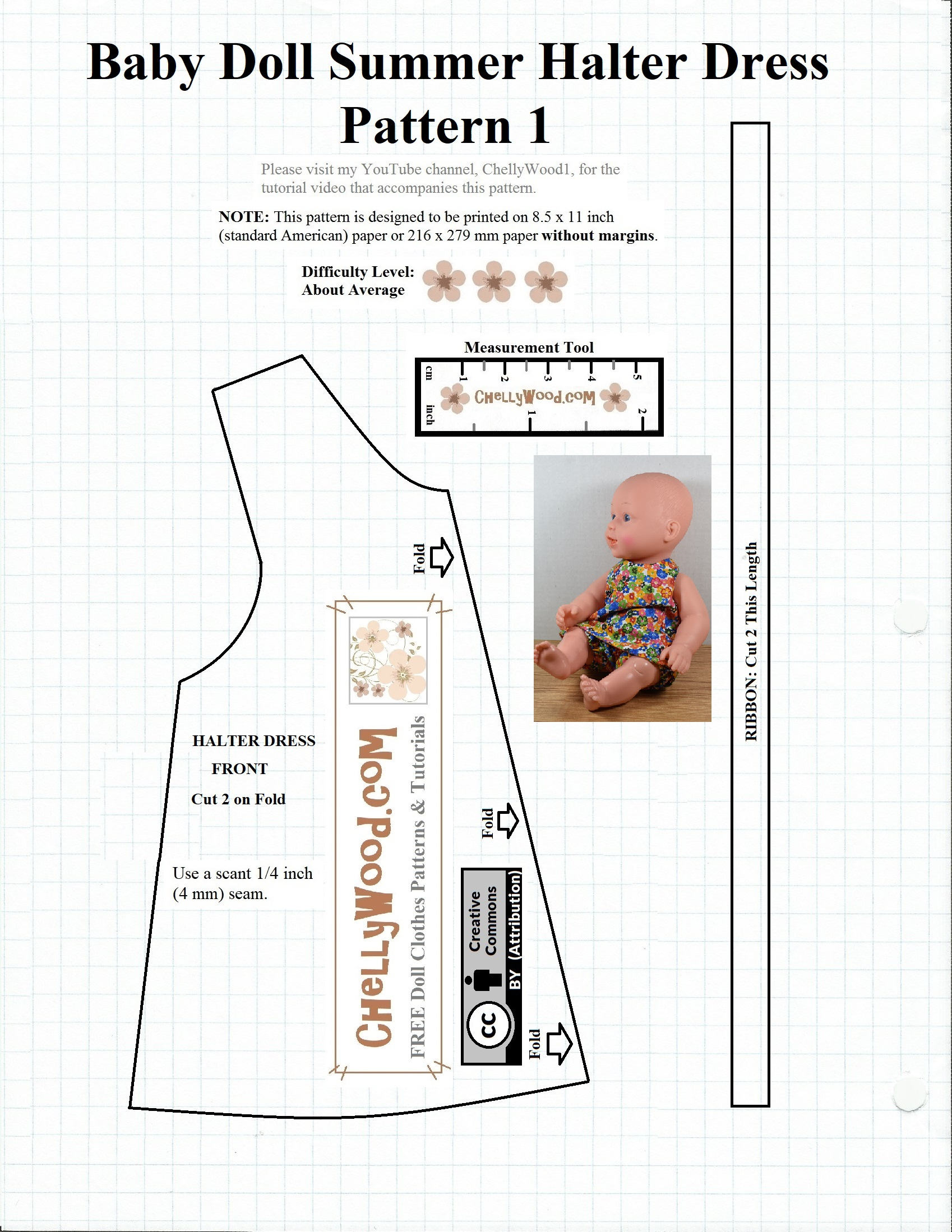 Free #Sewing Pattern For Baby #Dolls @ Chellywood #Crafts intended for Beginner Printable Doll Clothes Patterns