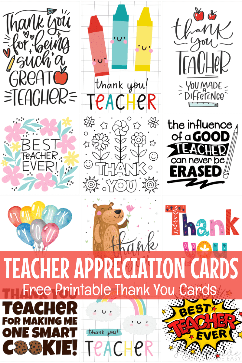 Free Teacher Appreciation Cards & Thank You Cards For Teachers 2025 within Thank You Card For Teacher Printable