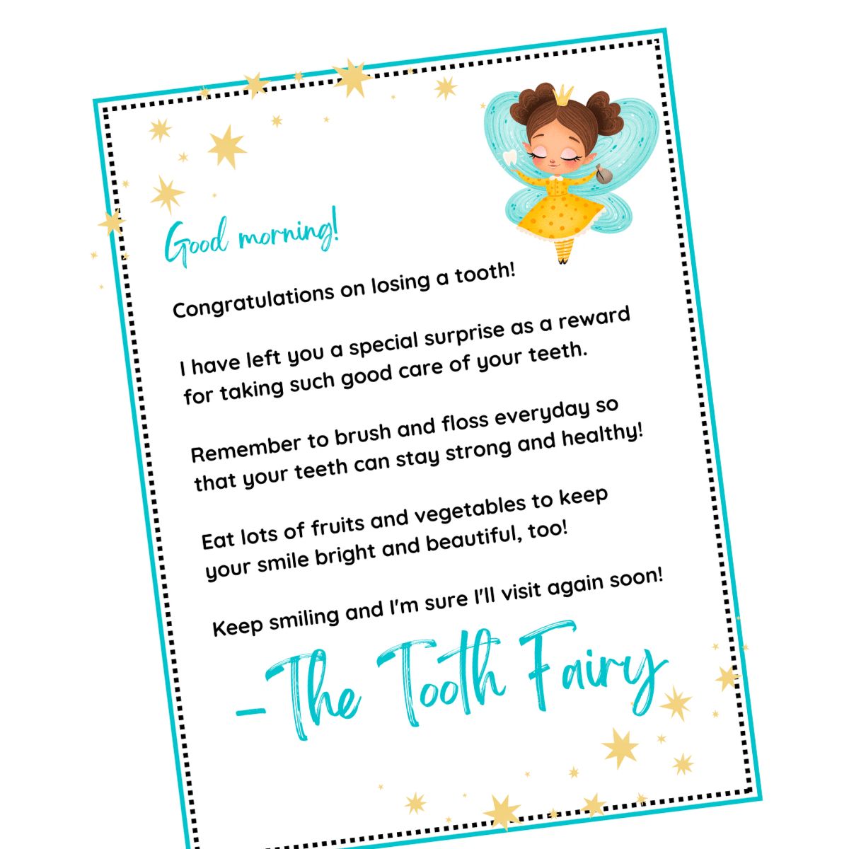 Free Tooth Fairy Letter Printable Your Kid Will Love in Tooth Fairy Letter Free Printable