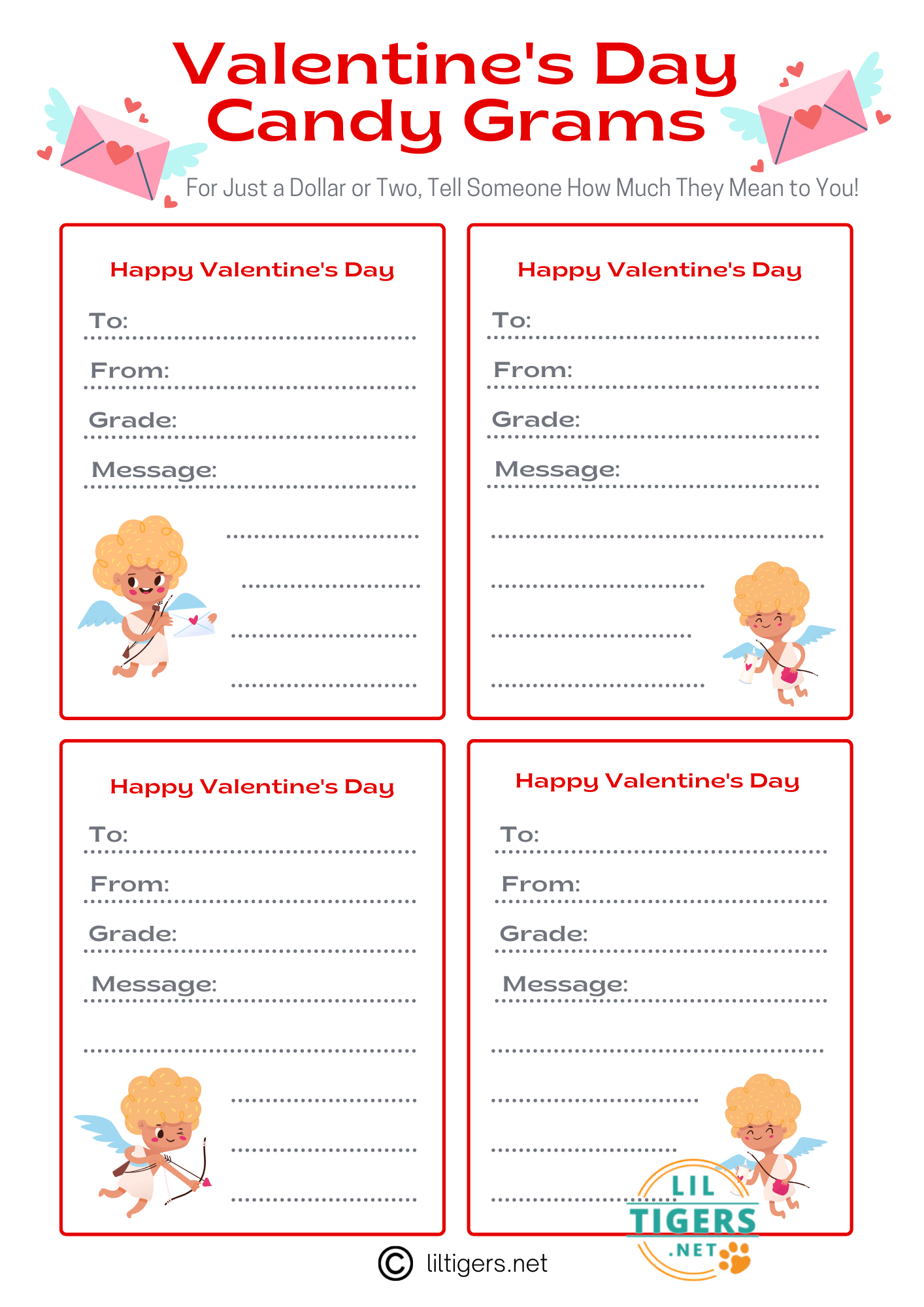 Free Valentine'S Day Candy Gram Printables - Lil Tigers Lil Tigers for Free Printable Candy Gram Template