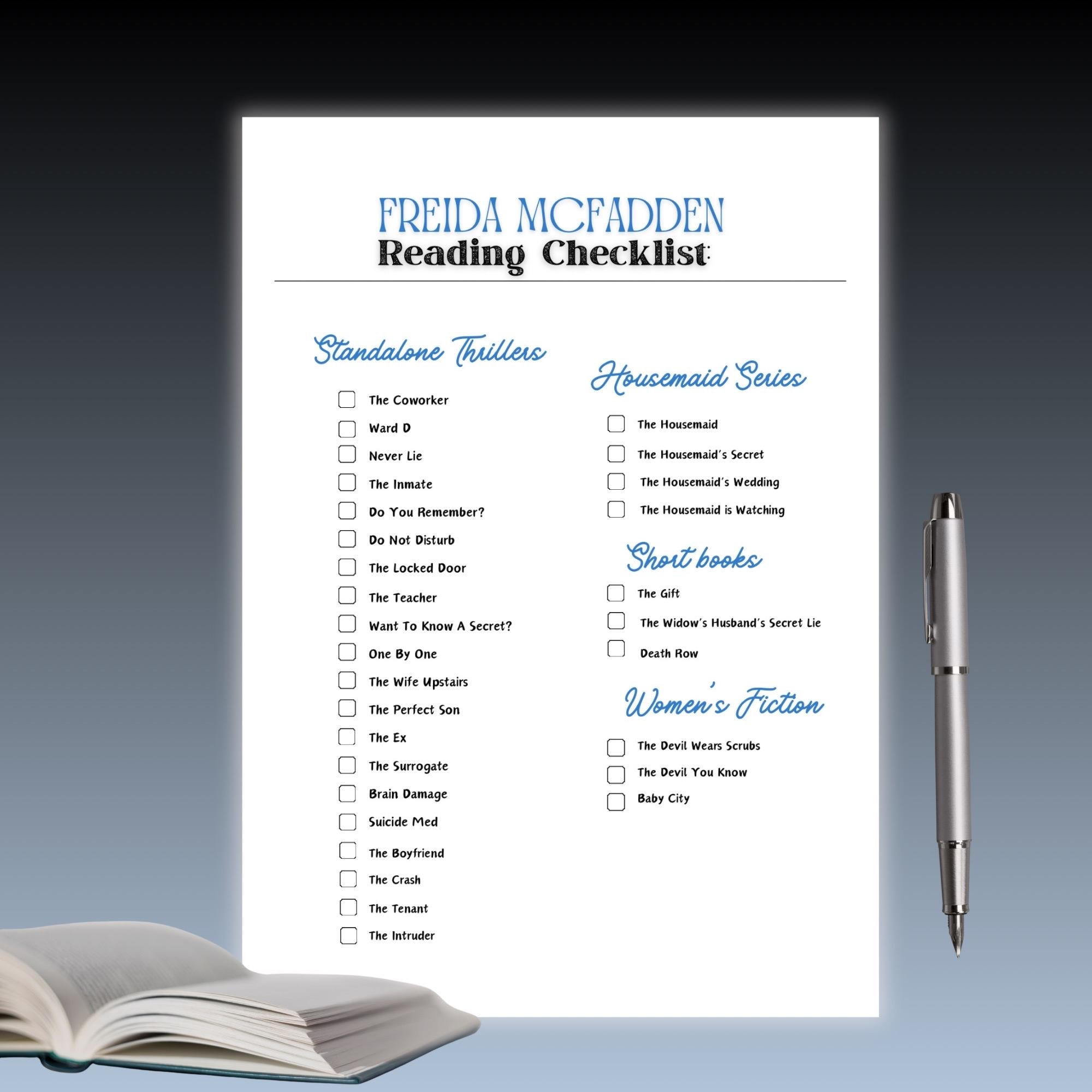 Freida Mcfadden Book Checklist, Printable Reader Tracker, Freida throughout Printable List of Freida Mcfadden Books