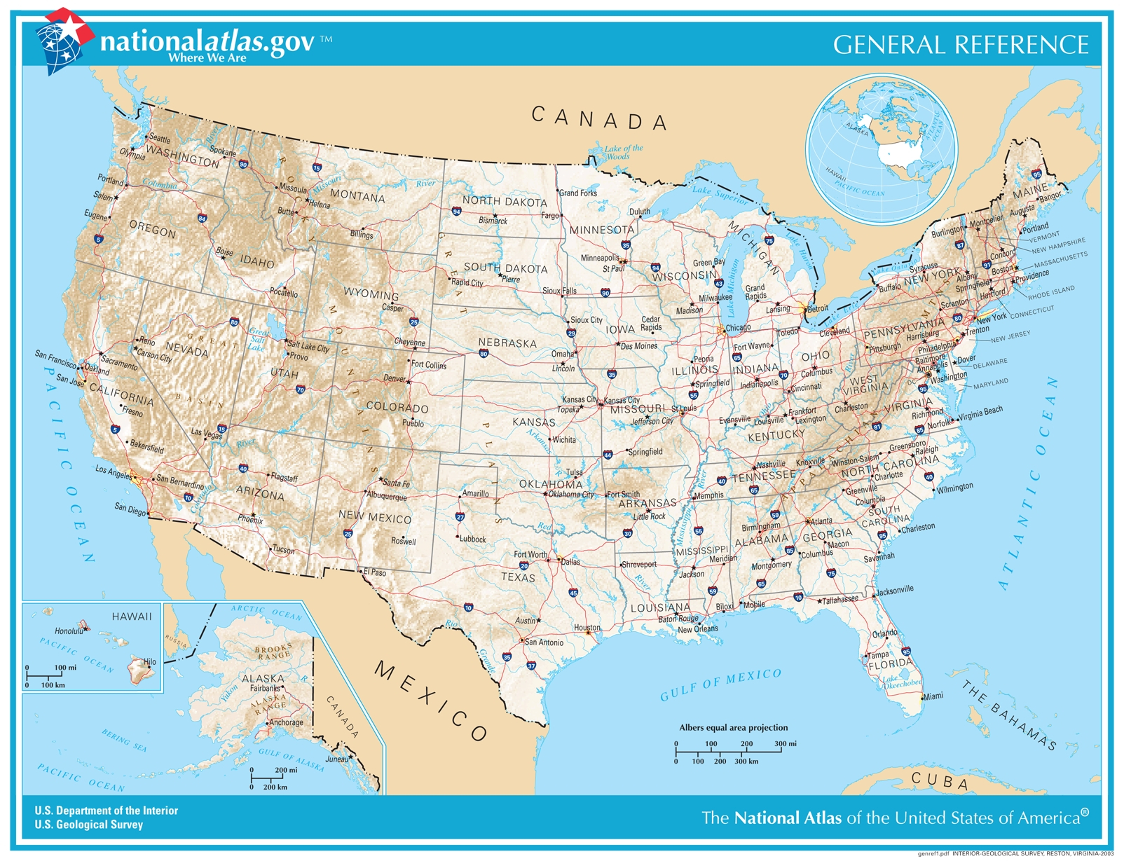 General Reference Printable Map | U.s. Geological Survey for Road Map of United States Printable