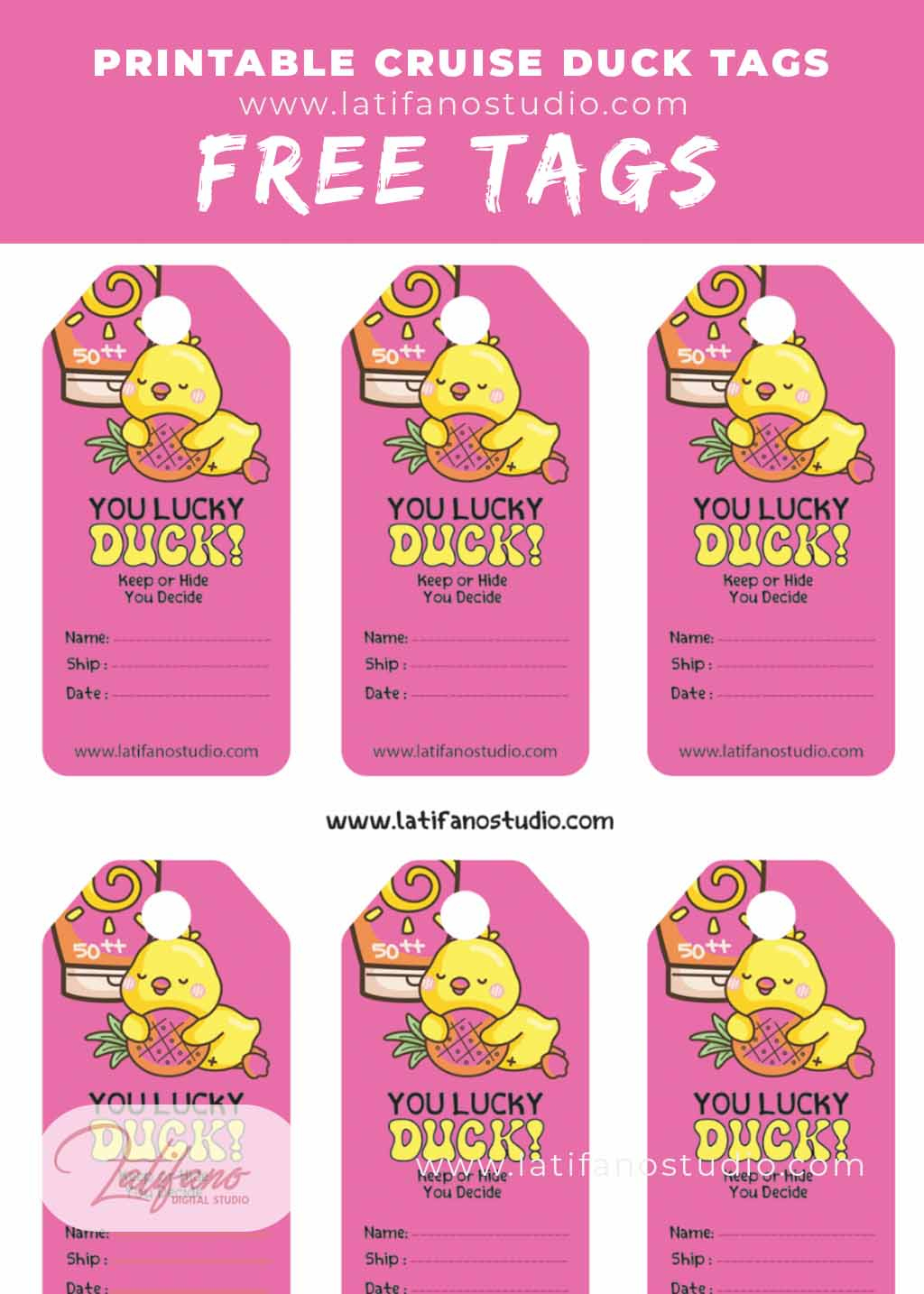 Girly Free Printable Cruising Duck Pink Tags - Printable Cruising Duck regarding Free Printable Cruise Duck Tags