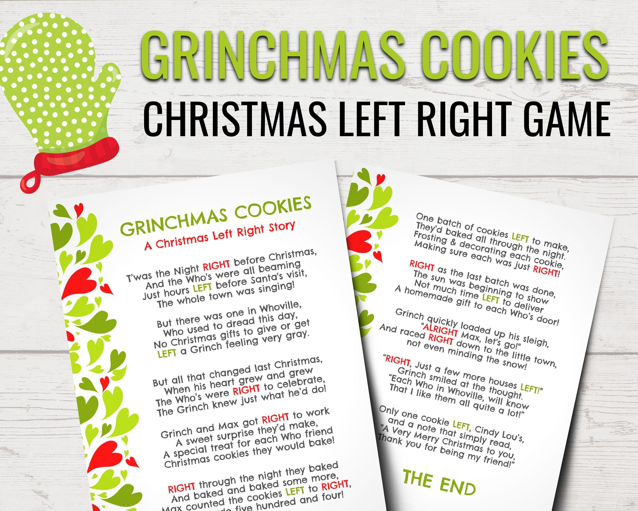 Grinchmas Cookies Christmas Left Right Game | Printable Grinch with regard to Printable Christmas Right Left Game