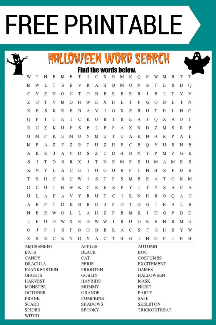 Halloween Word Search Printable (Free Download!) in Halloween Free Printable Word Searches