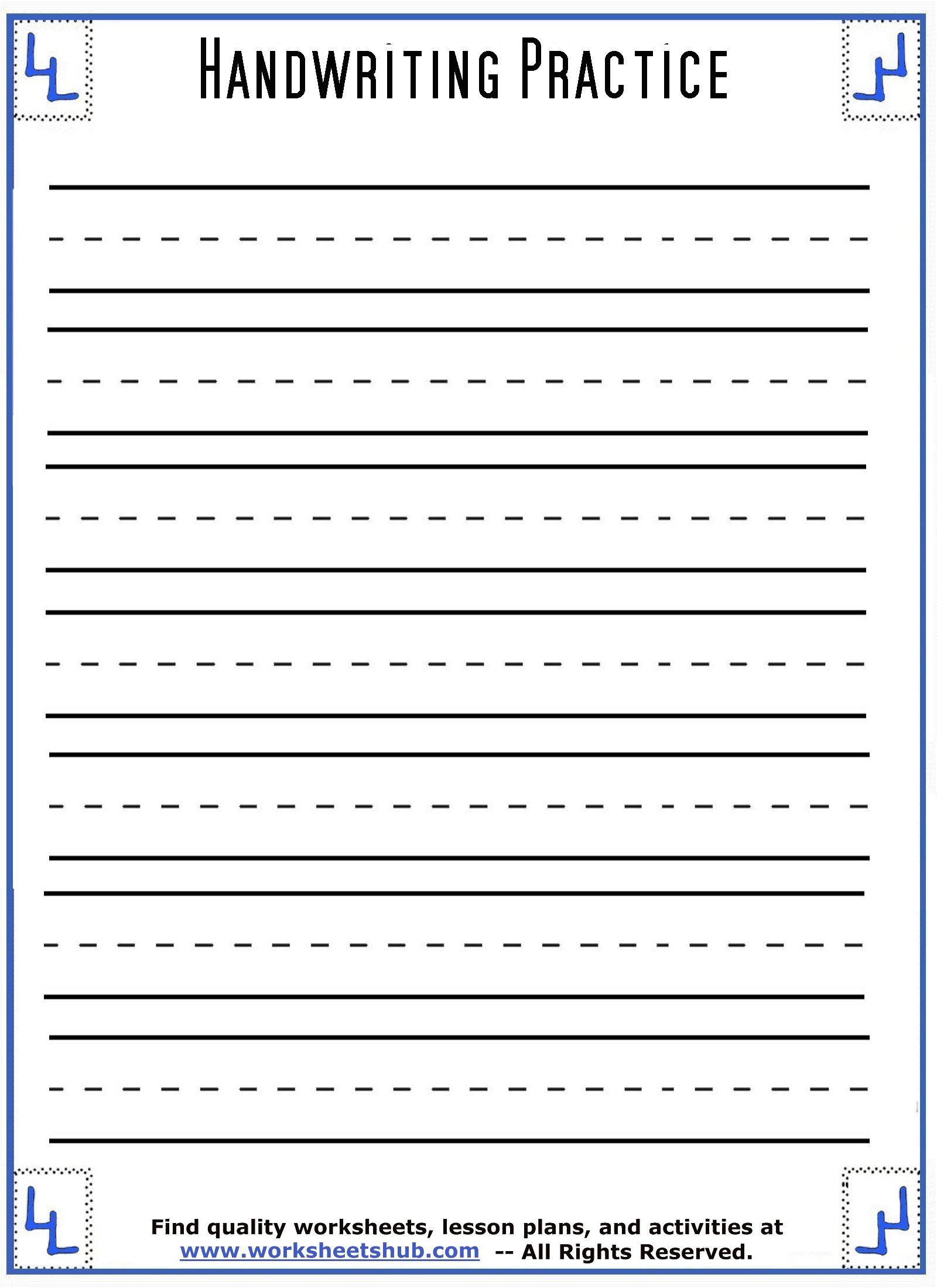 Handwriting Sheets:printable 3-Lined Paper regarding Printable Lined Paper For Kids