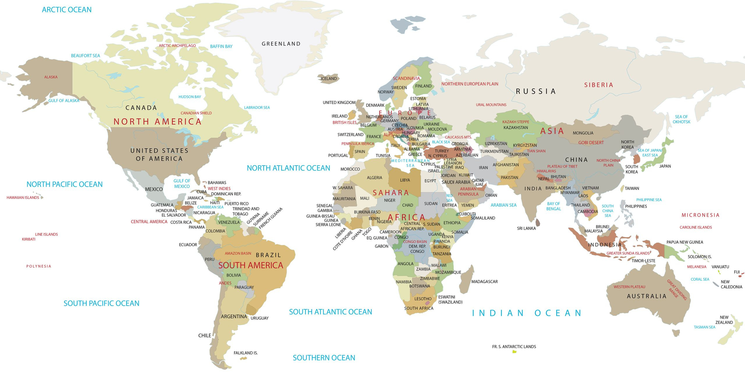 High Resolution World Map - Gis Geography within Free Printable Map of the World with Countries