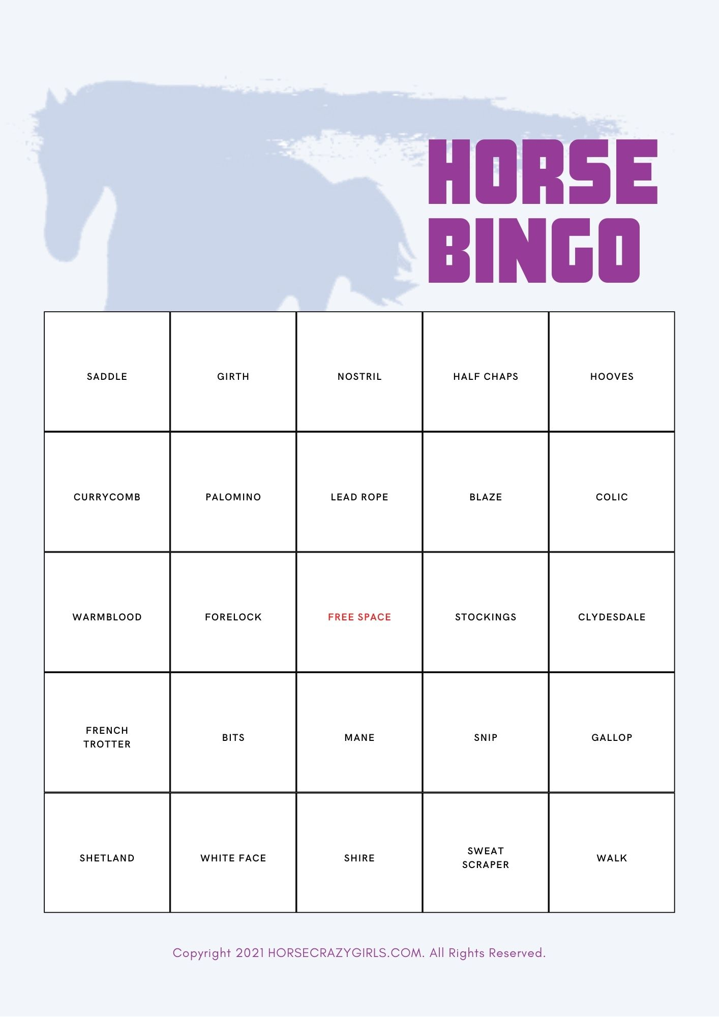 Horse Bingo Game inside Free Printable Horse Race Game Board Template