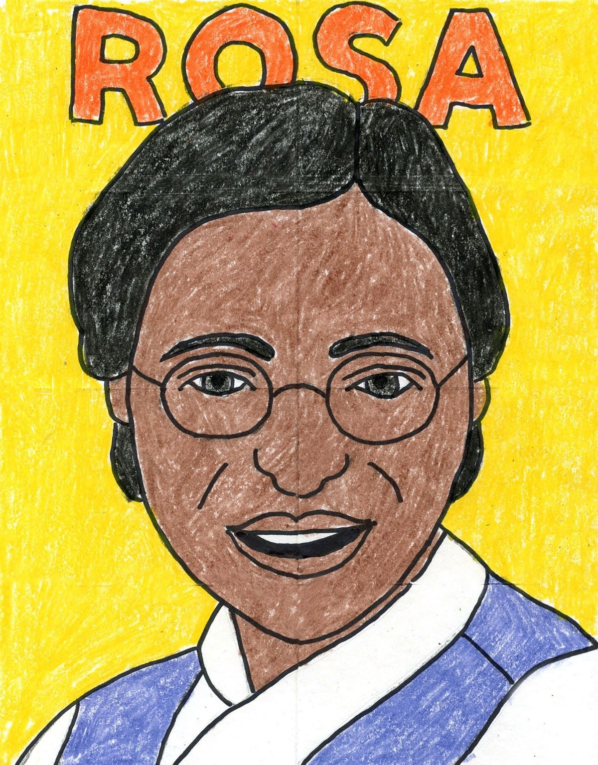 How To Draw Rosa Parks - Easy Step-By-Step Art Lesson + Coloring Page regarding Printable Pictures Of Rosa Parks