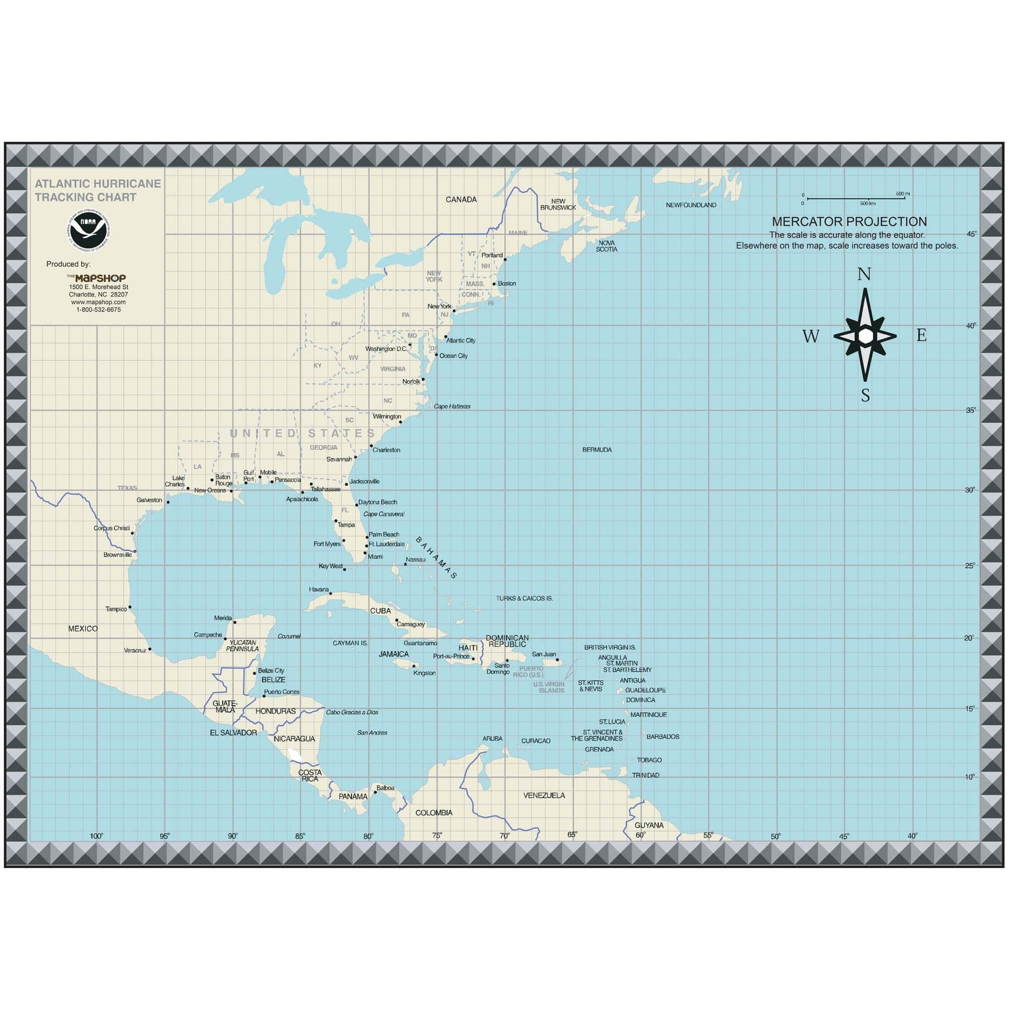 Hurricane Tracking Chartmapshop - The Map Shop with regard to Printable Hurricane Tracking Map Gulf Of Mexico