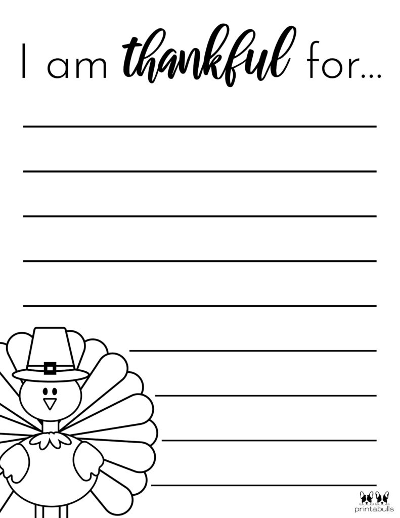 I Am Thankful For' Printables - 10 Unique Worksheets | Printabulls within I Am Thankful For Printable Free