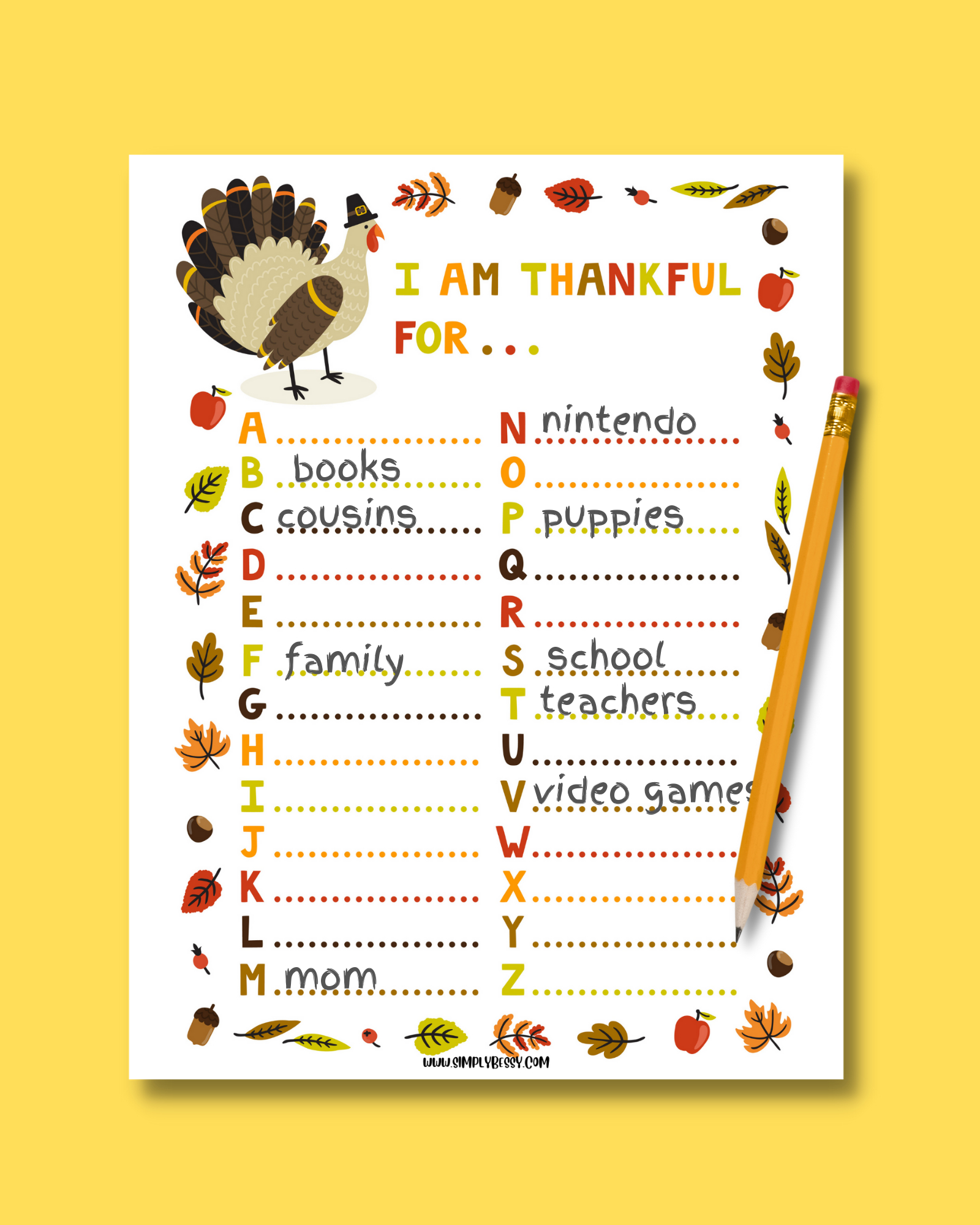 I Am Thankful For Worksheet For Kids - Made With Happy inside I Am Thankful For Printable Free