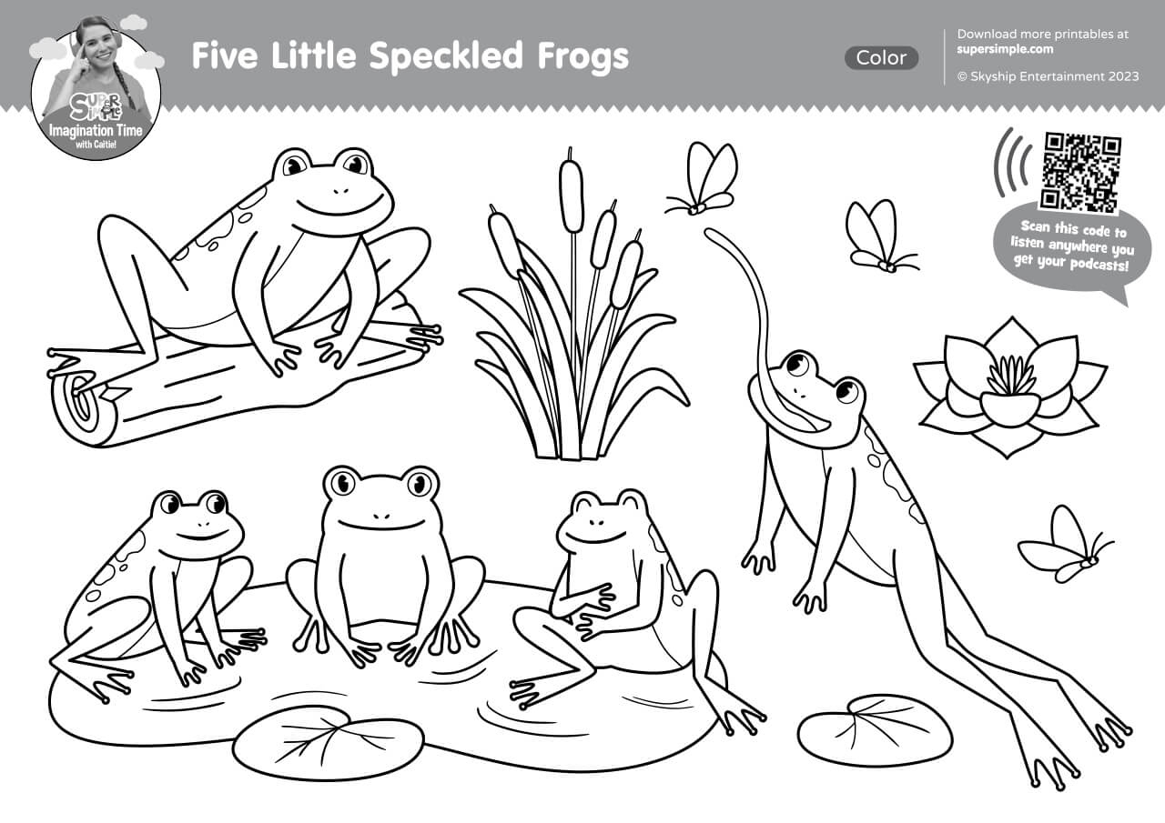 Imagination Time - Five Little Speckled Frogs Coloring Page pertaining to 5 Little Speckled Frogs Printable