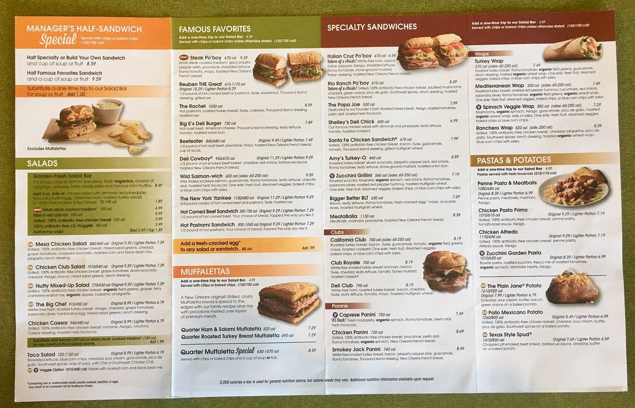 Jackson, Tn Jason'S Deli: Menu, Salad Bar And Gluten Free Bread inside Jason'S Deli Printable Menu