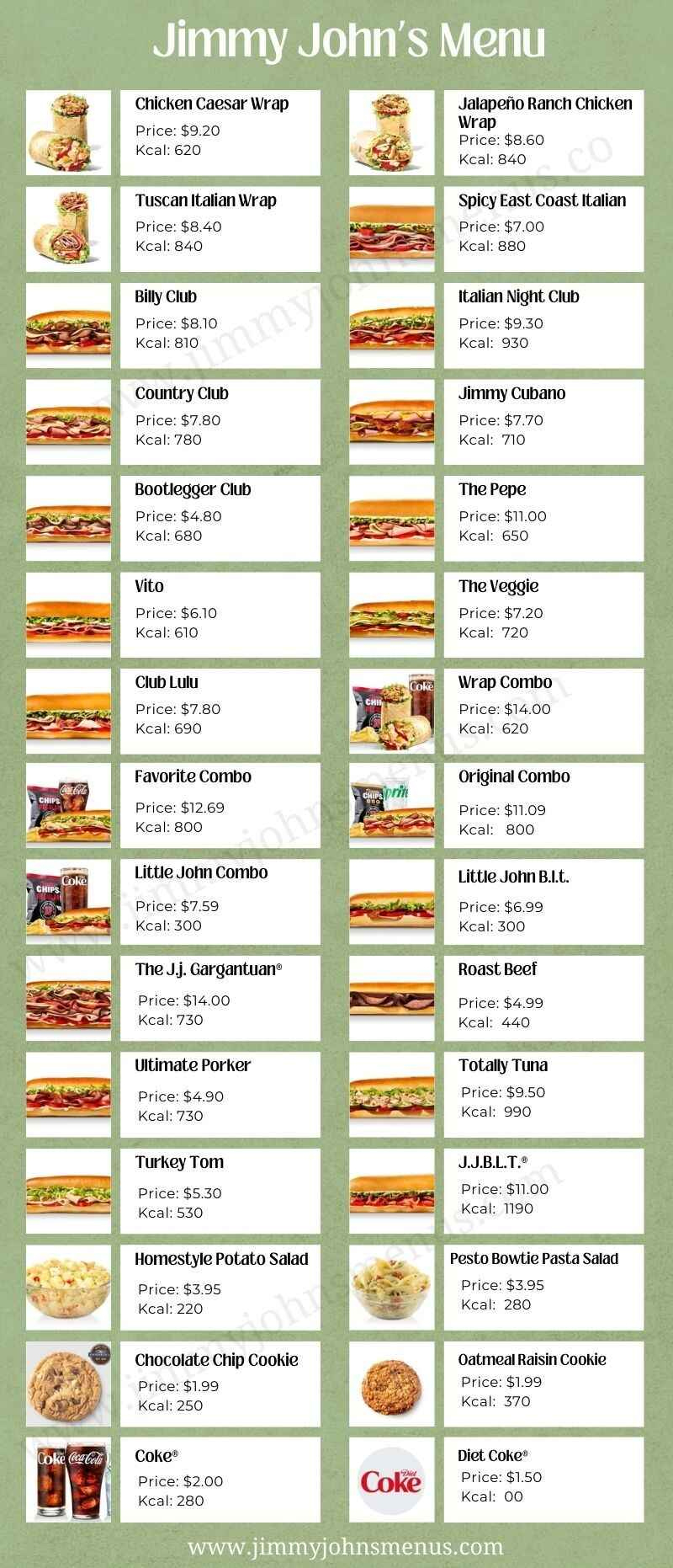 Jimmy John'S Menu With Prices & Picture November 22, 2025 intended for Printable Jimmy John's Menu