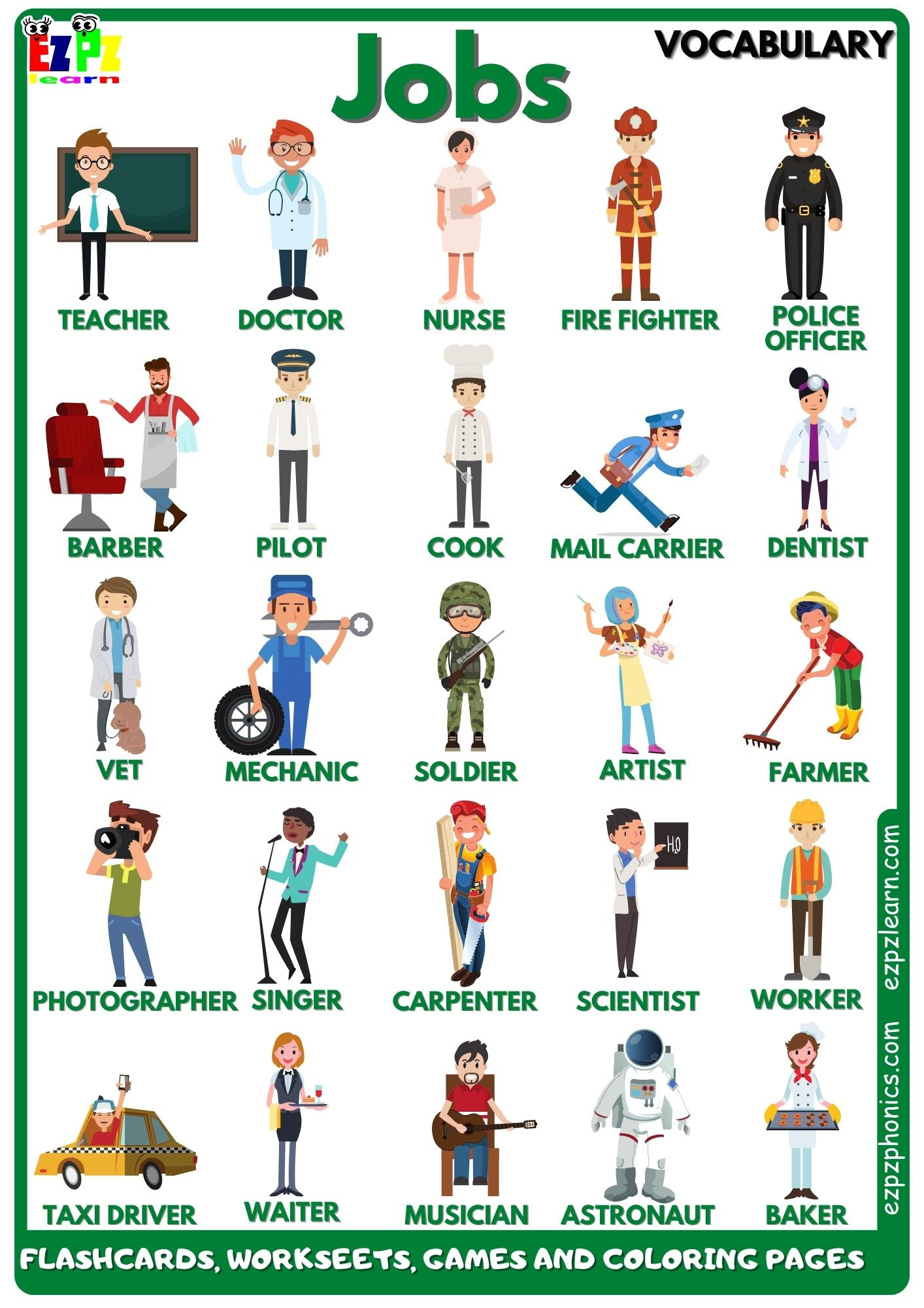 Jobs And Occupations Vocabulary Free English Vocabulary Flashcards pertaining to Printable Jobs And Occupations Flashcards