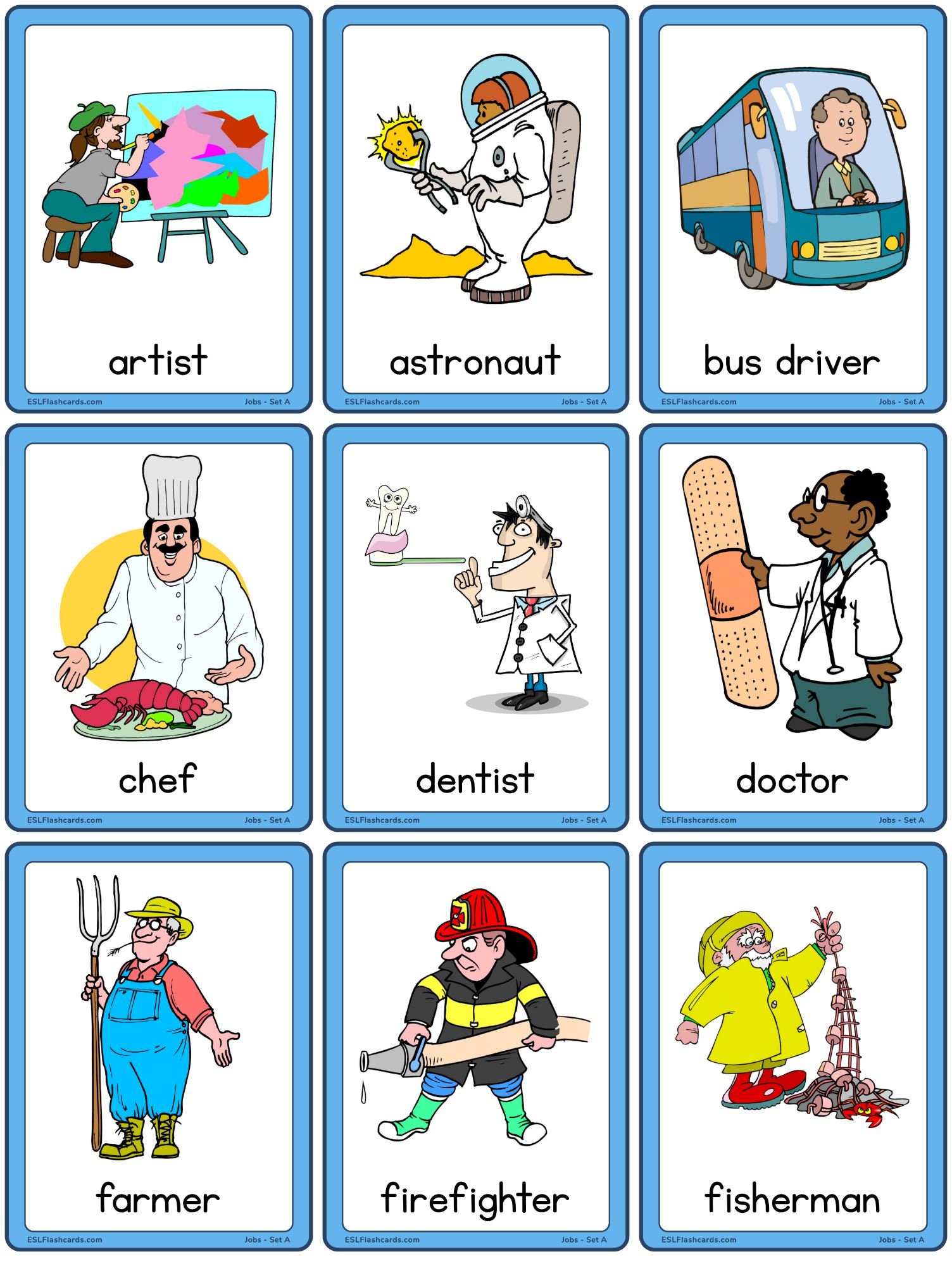 Jobs Flashcards – Set A – Esl Flashcards with regard to Printable Jobs And Occupations Flashcards