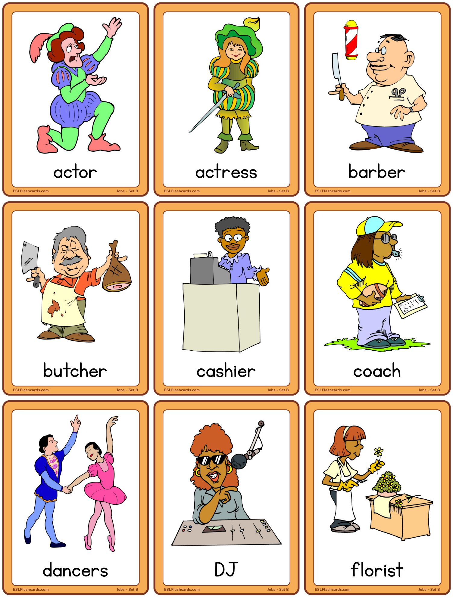 Jobs Flashcards – Set B – Esl Flashcards for Printable Jobs and Occupations Flashcards