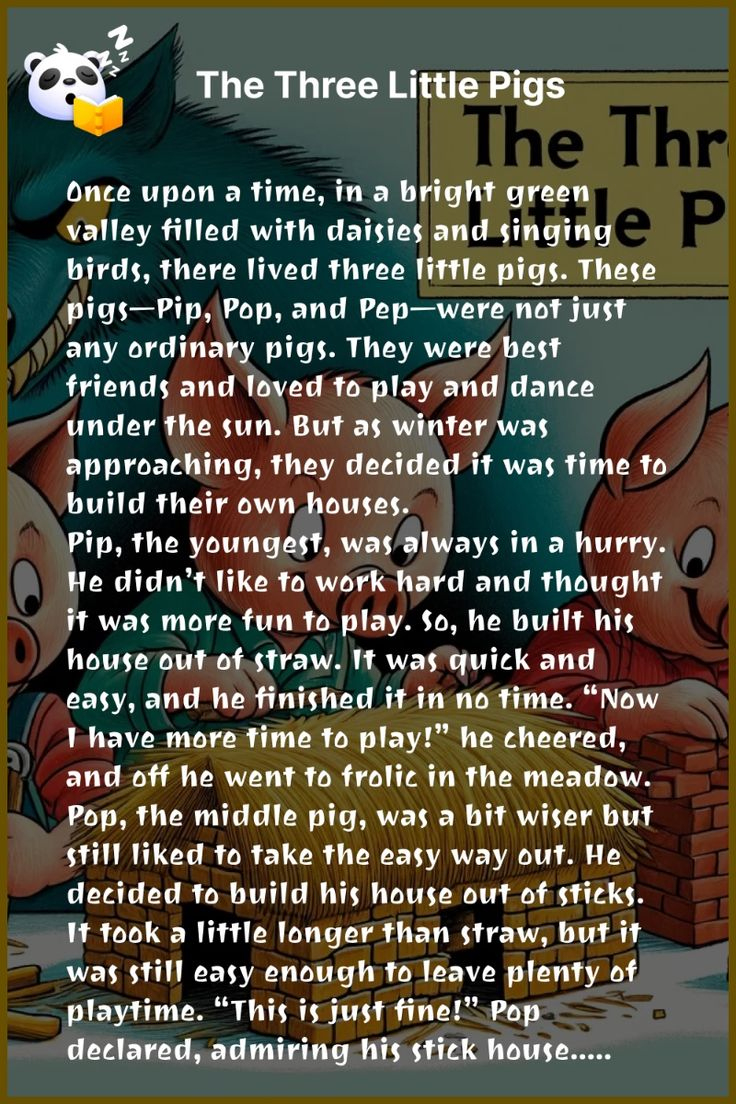 Kids Bedtime Story : The Three Little Pigs with Printable Three Little Pigs Short Story