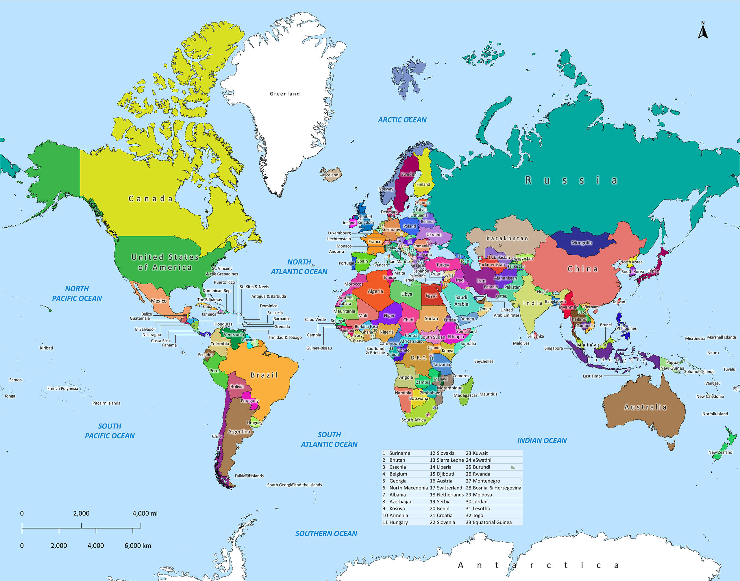 Labeled World Map | Labeled Maps inside Free Printable Map Of The World With Countries