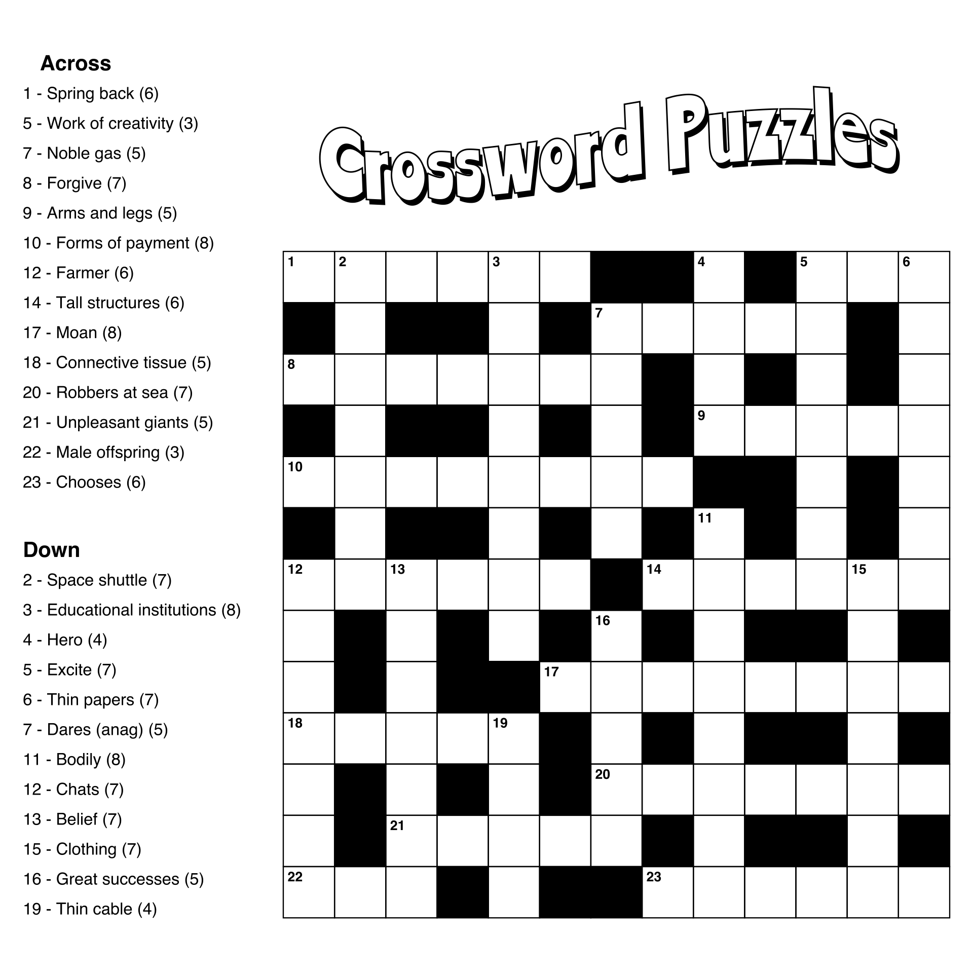 Large Print Easy Crossword Puzzles - 10 Free Pdf Printables pertaining to Free Easy Printable Crossword Puzzles For Adults