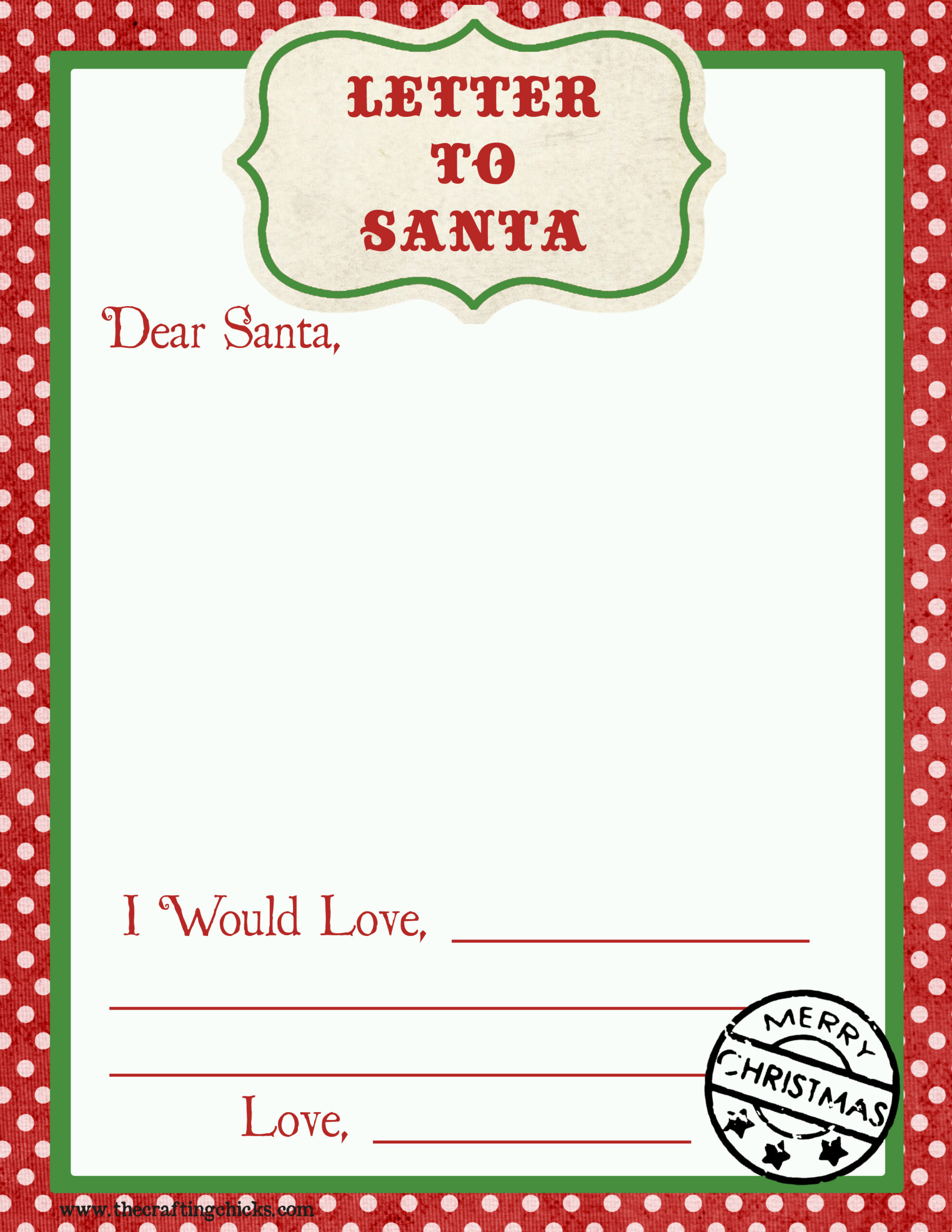 Letter To Santa Free Printable Download with regard to Letters to Santa Free Printable